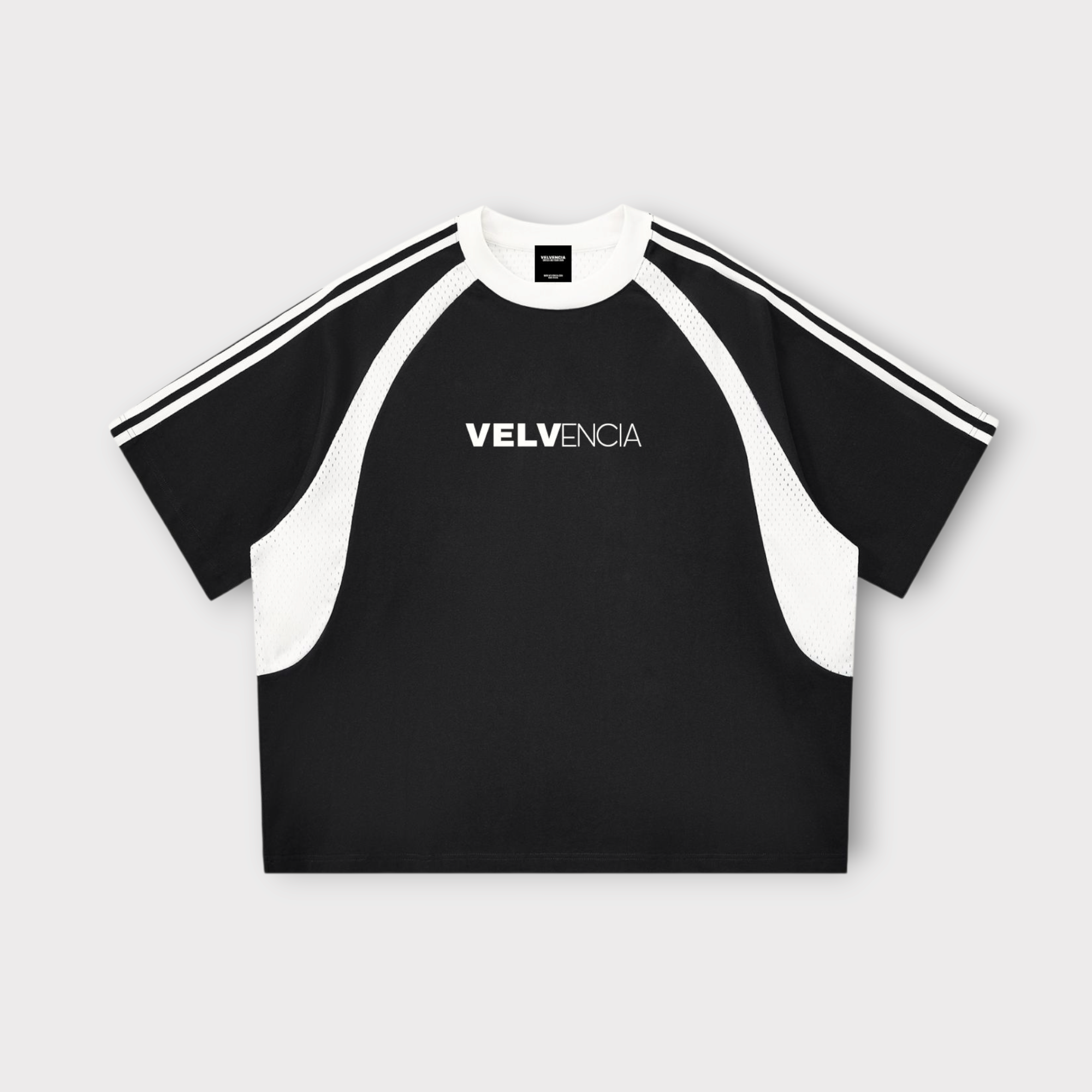 Contrast Stripes Panel Mesh T-shirt