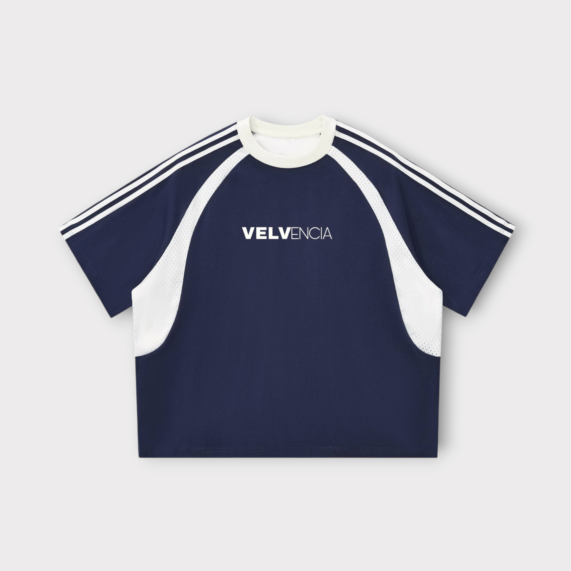 Contrast Stripes Panel Mesh T-shirt