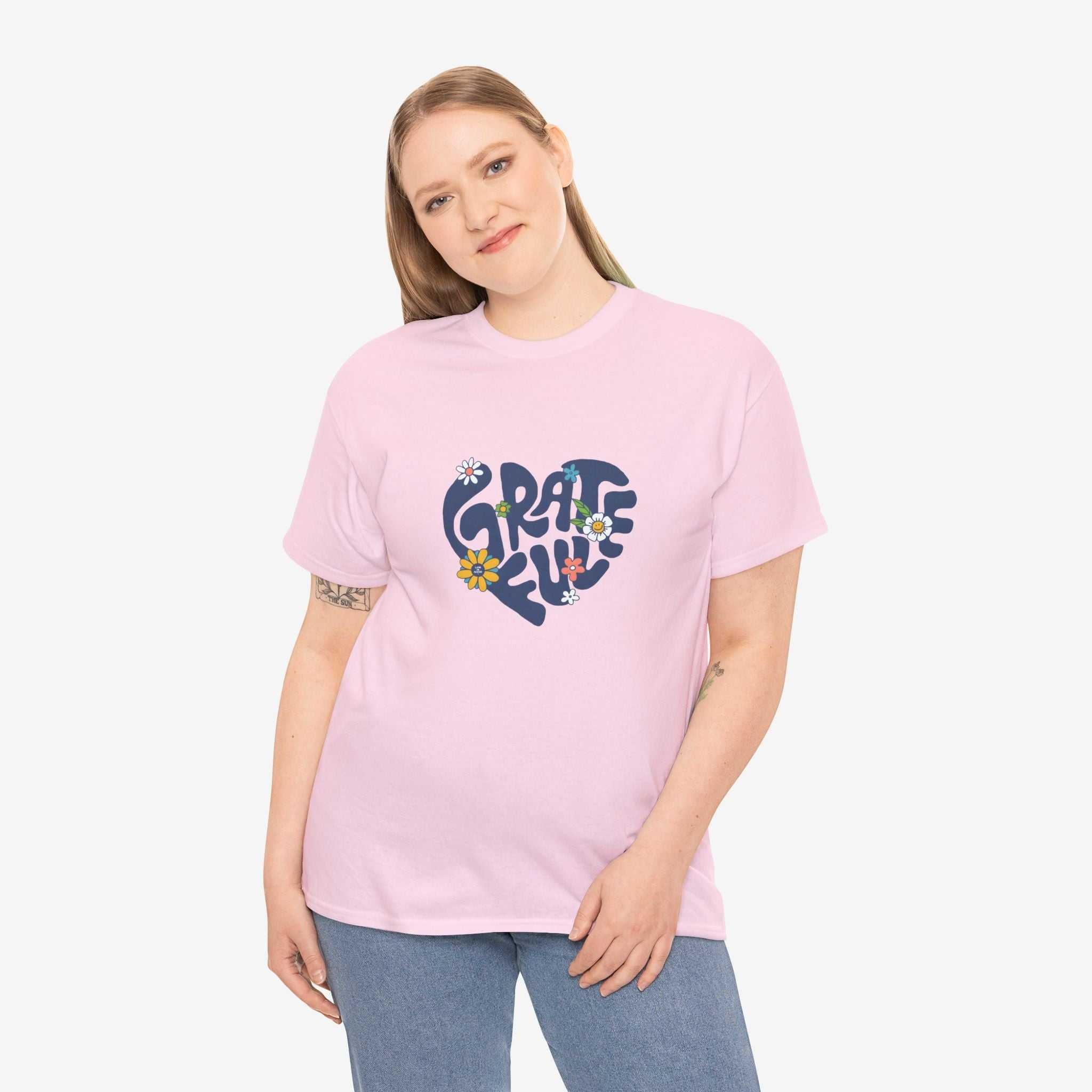 Grateful Heart Unisex Heavy Cotton Tee - Feel Good Apparel for Positivity Lovers