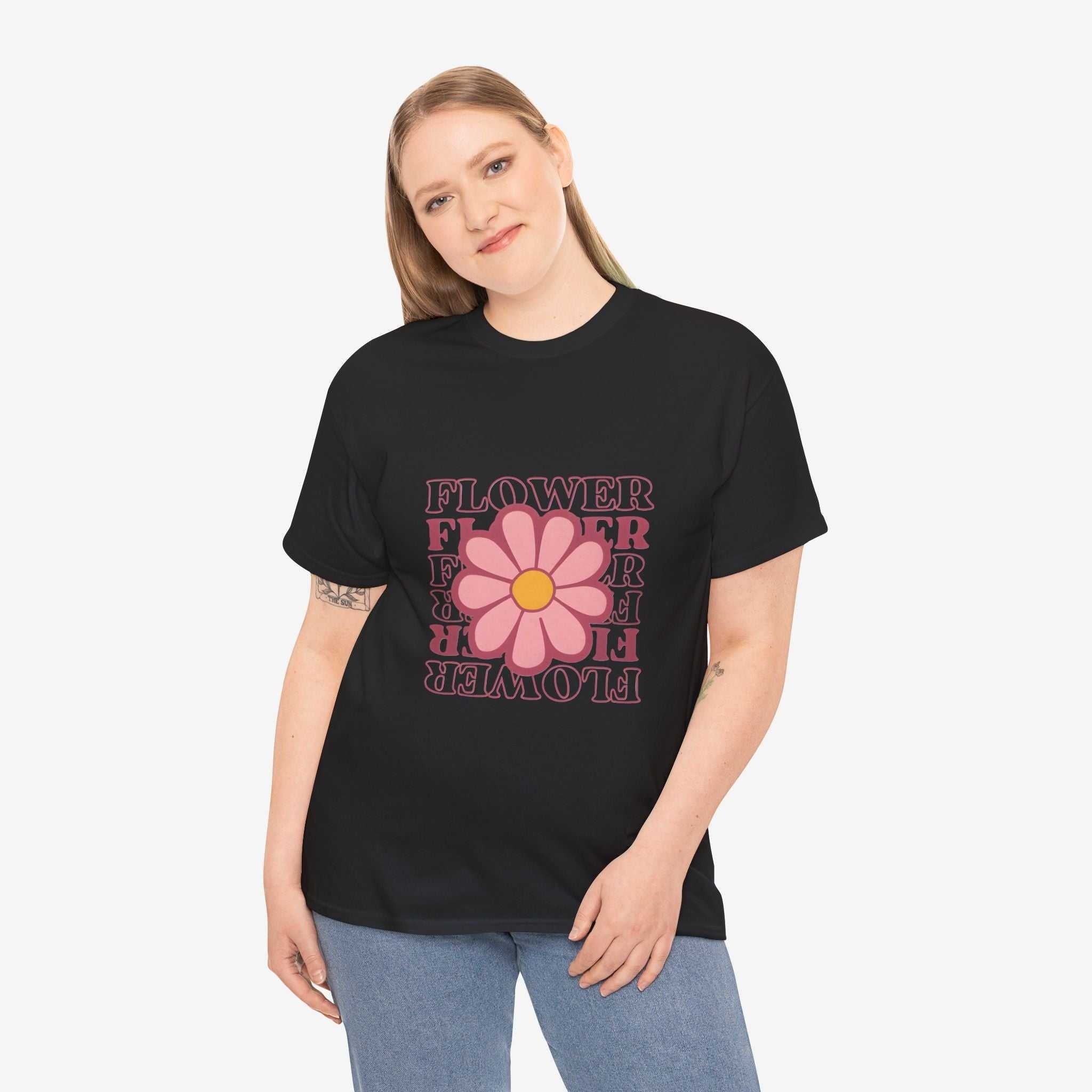 Retro Flower Unisex Heavy Cotton Tee for Nature Lovers