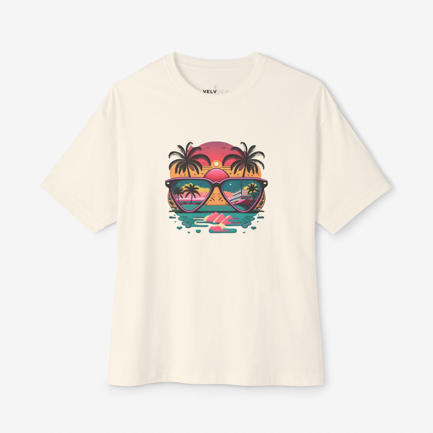 Tropical Sunset Oversized Boxy Tee