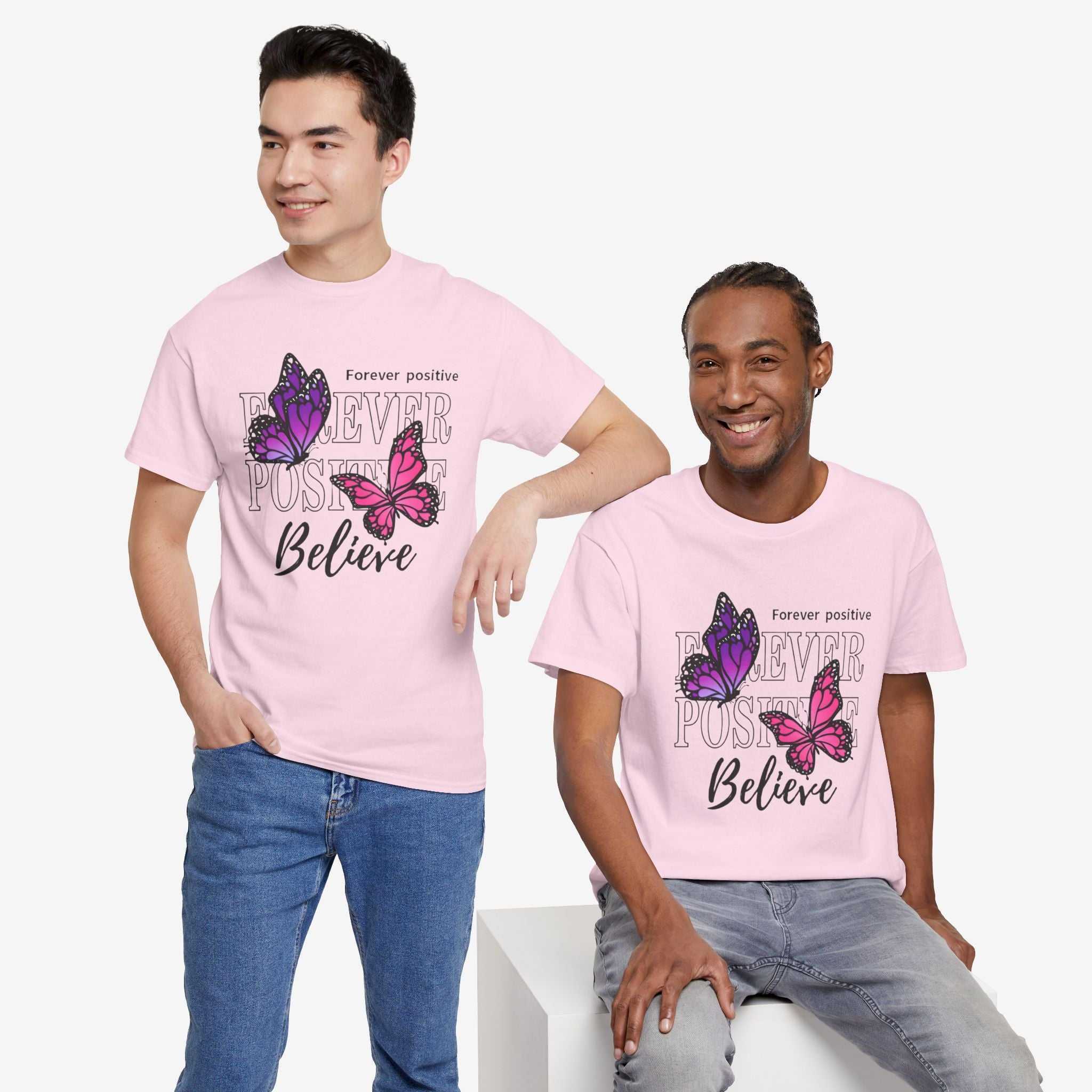 Positive Vibe Unisex Heavy Cotton Tee - Butterfly Design