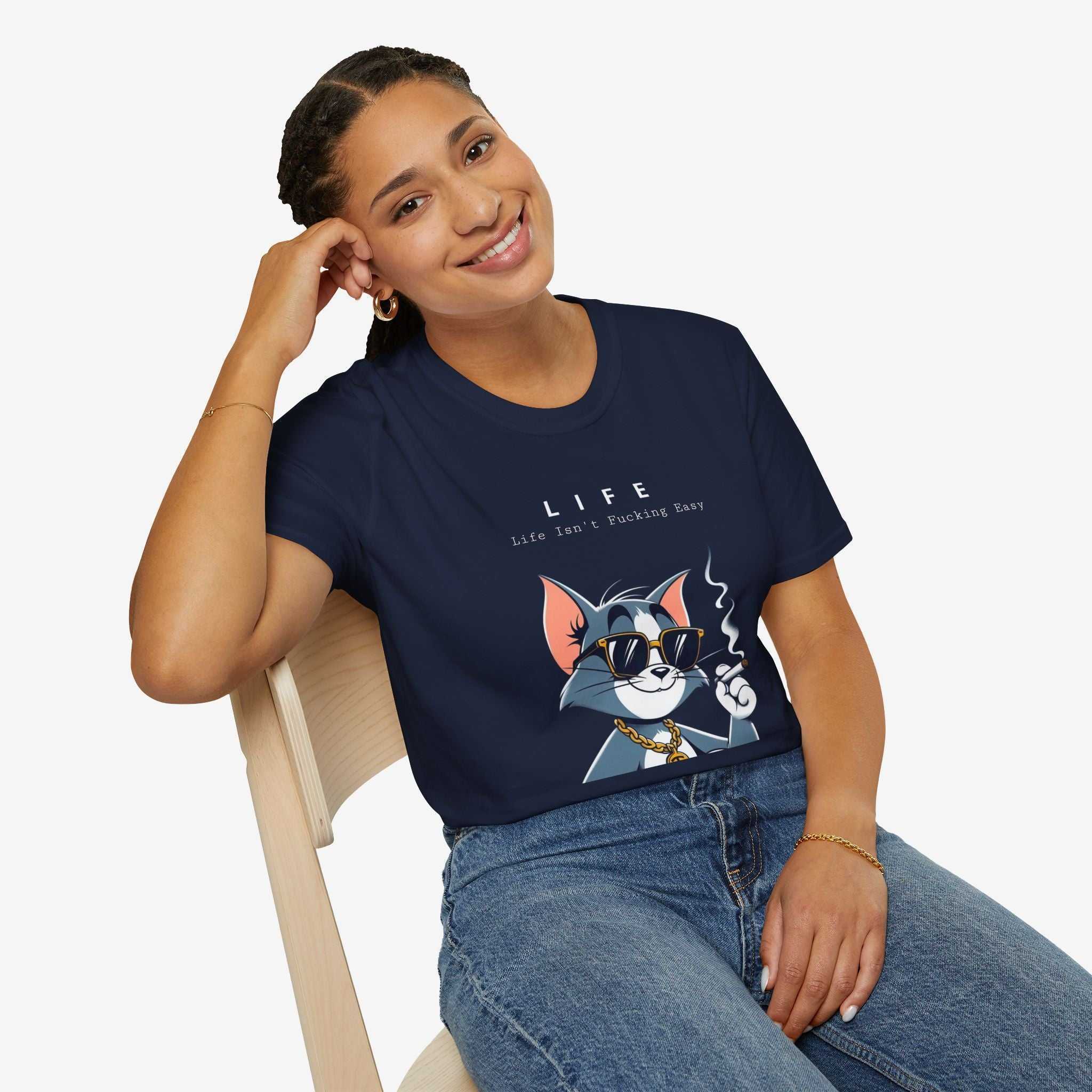 Life Isn't Easy Cat Unisex Softstyle T-Shirt