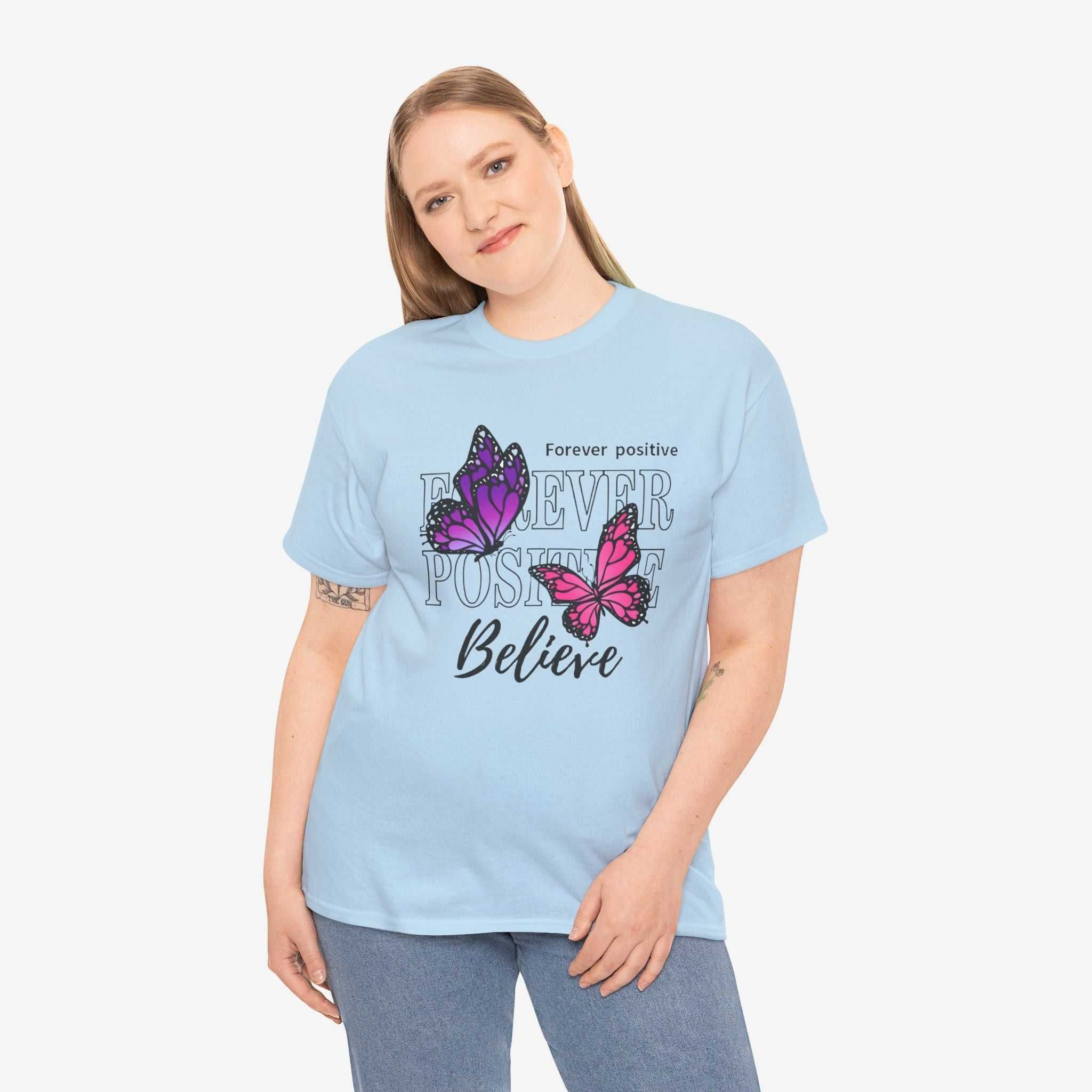 Positive Vibe Unisex Heavy Cotton Tee - Butterfly Design