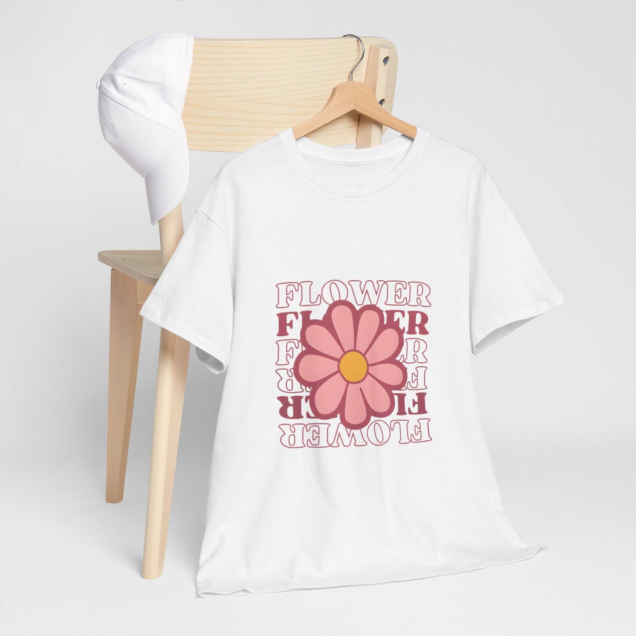 Retro Flower Unisex Heavy Cotton Tee for Nature Lovers