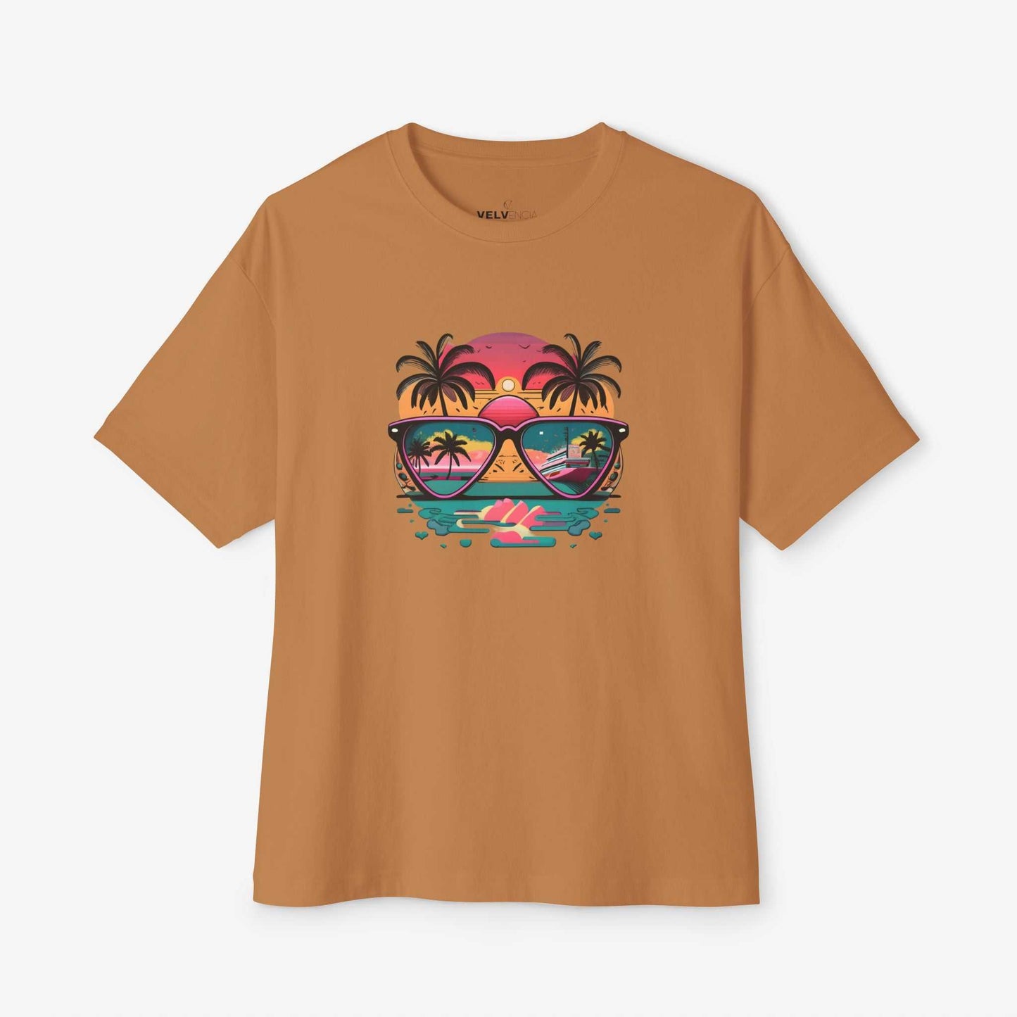 Tropical Sunset Oversized Boxy Tee