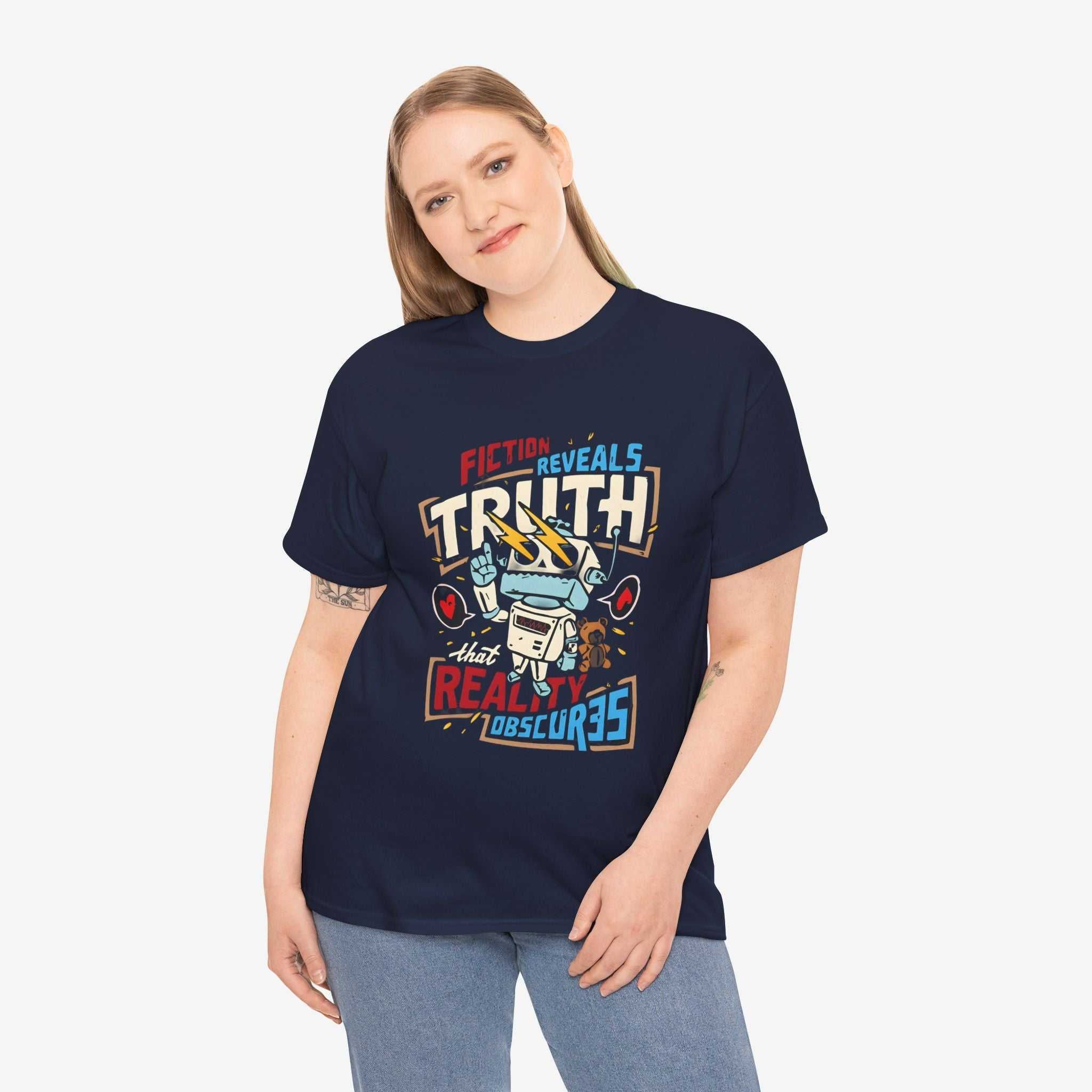 Unisex Heavy Cotton Tee - Fiction Reveals Truth Graphic Shirt