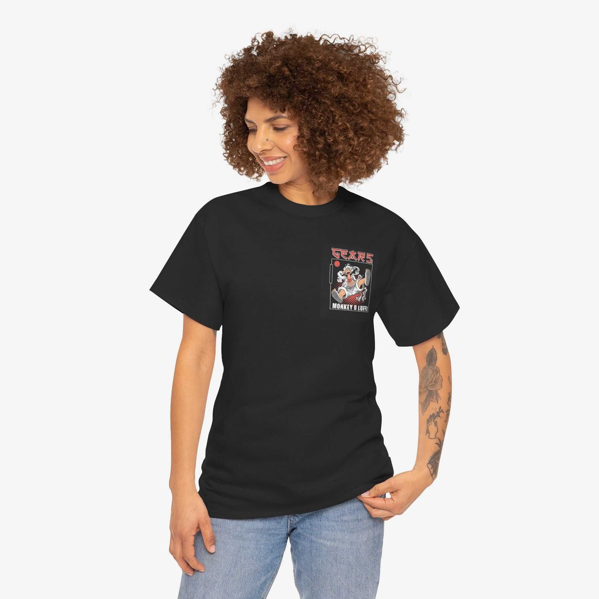 Unisex Heavy Cotton Tee - 'Gears' Monkey D Luffy Graphic Tee for Fans