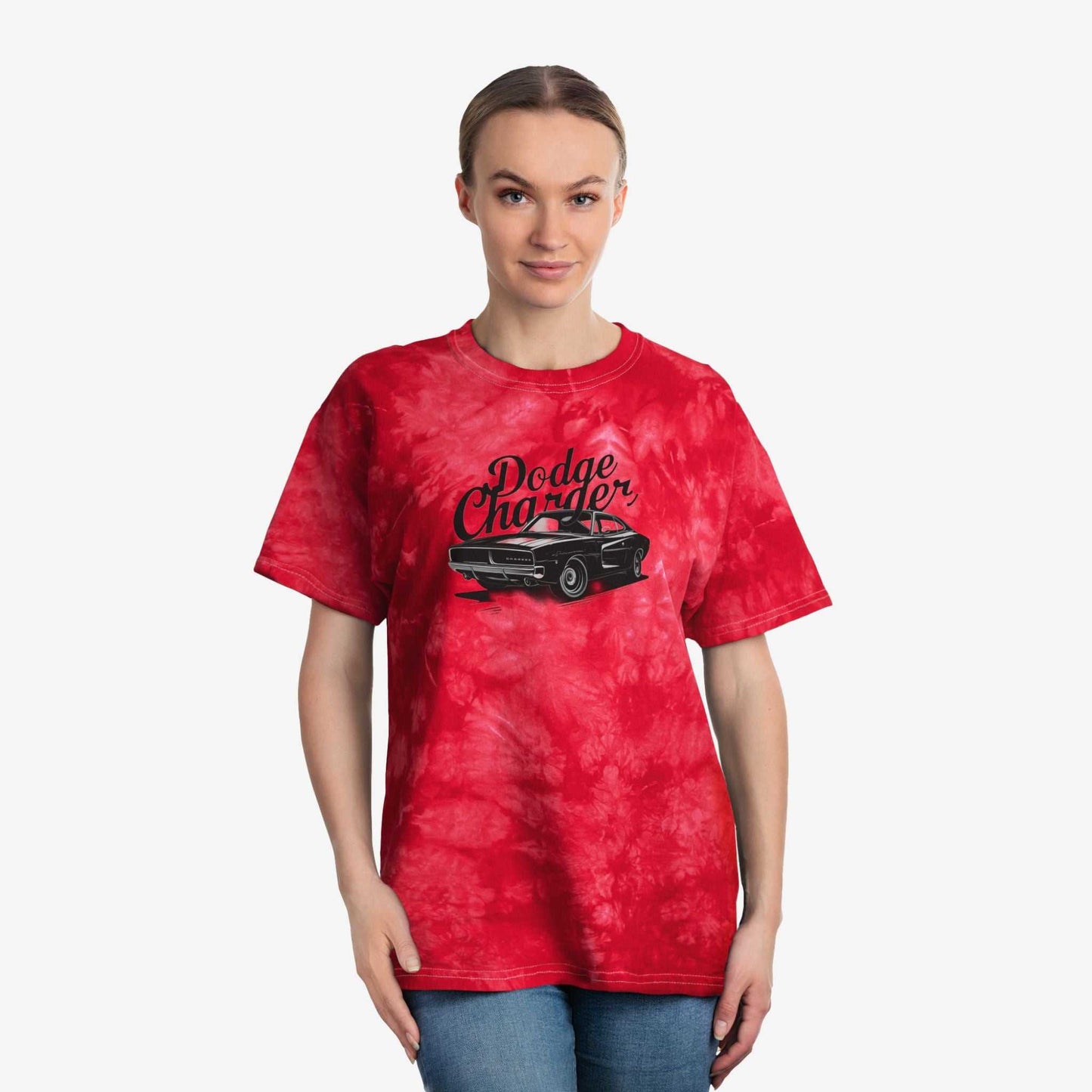 Tie-Dye Dodge Charger Tee - Vintage Car Graphic Shirt
