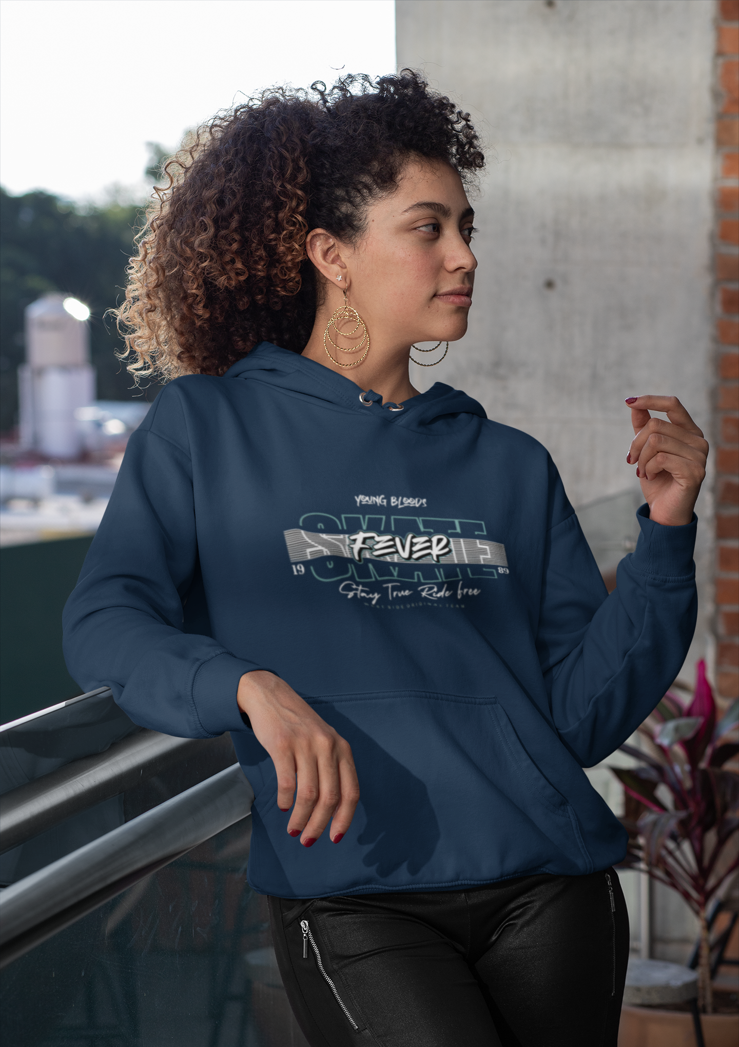 STAY TRUE RIDE FREE Hooded Sweatshirt S Navy