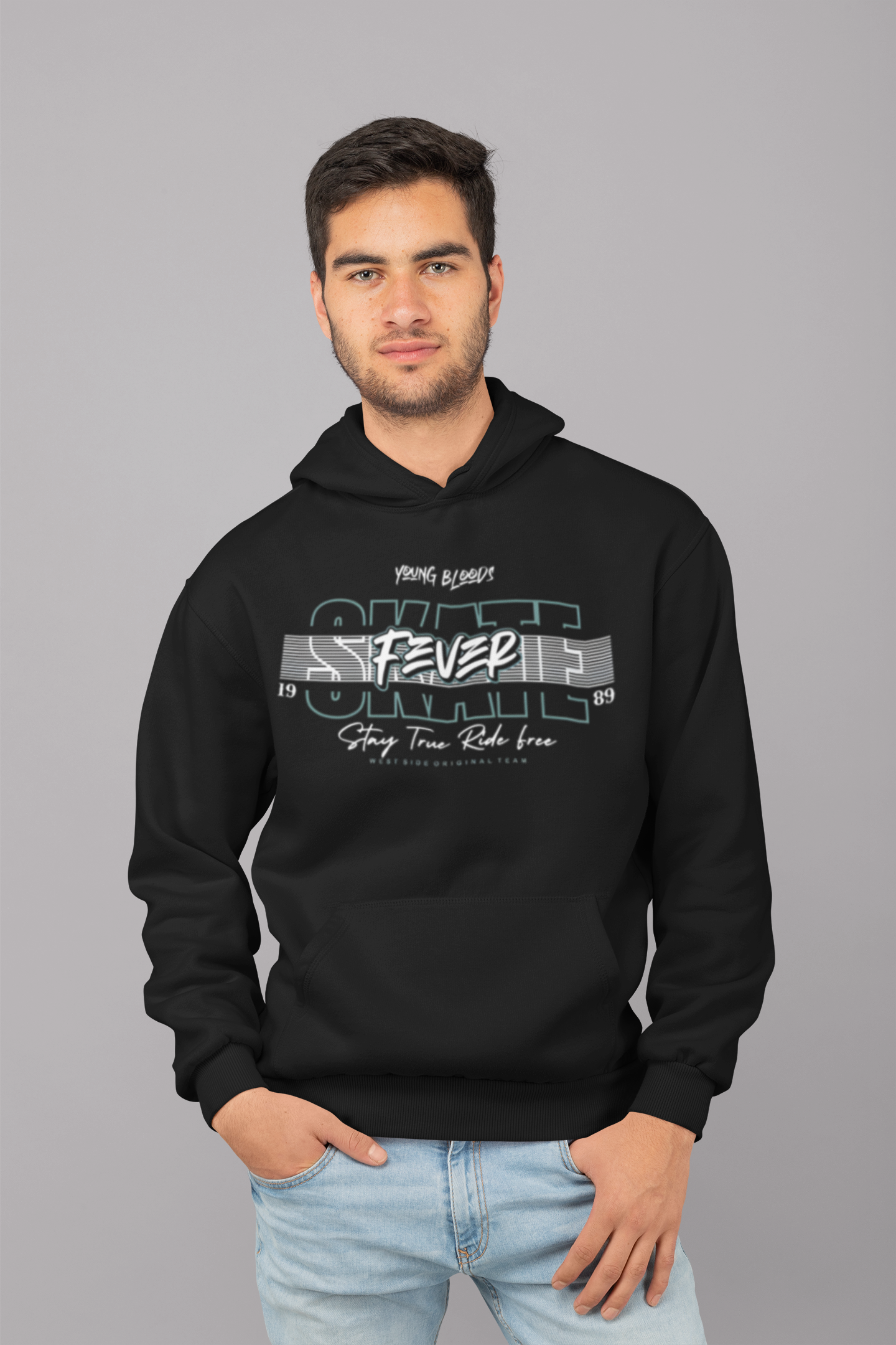 STAY TRUE RIDE FREE Hooded Sweatshirt S Black
