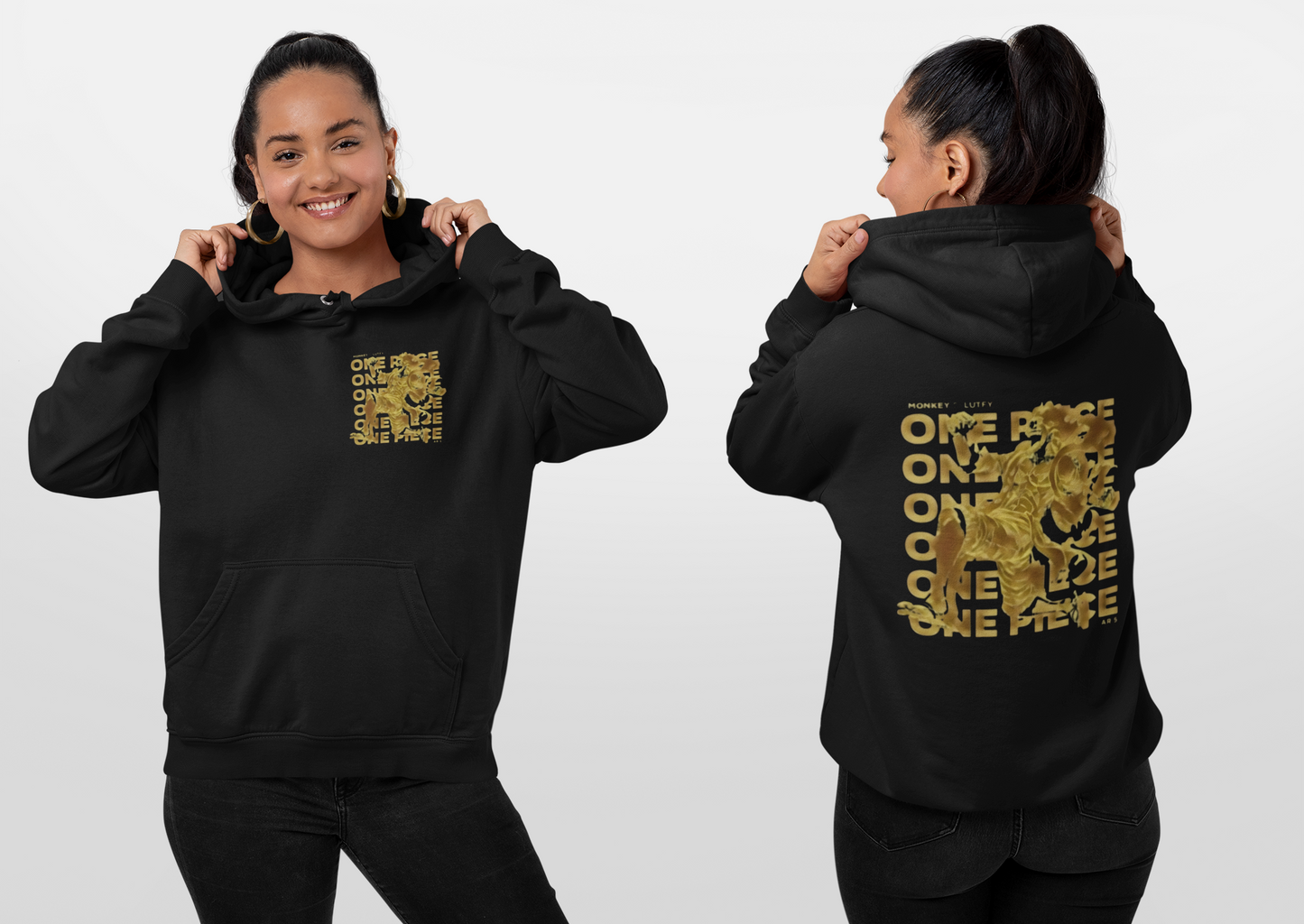 ONE PIECE Hooded Sweatshirt S Black