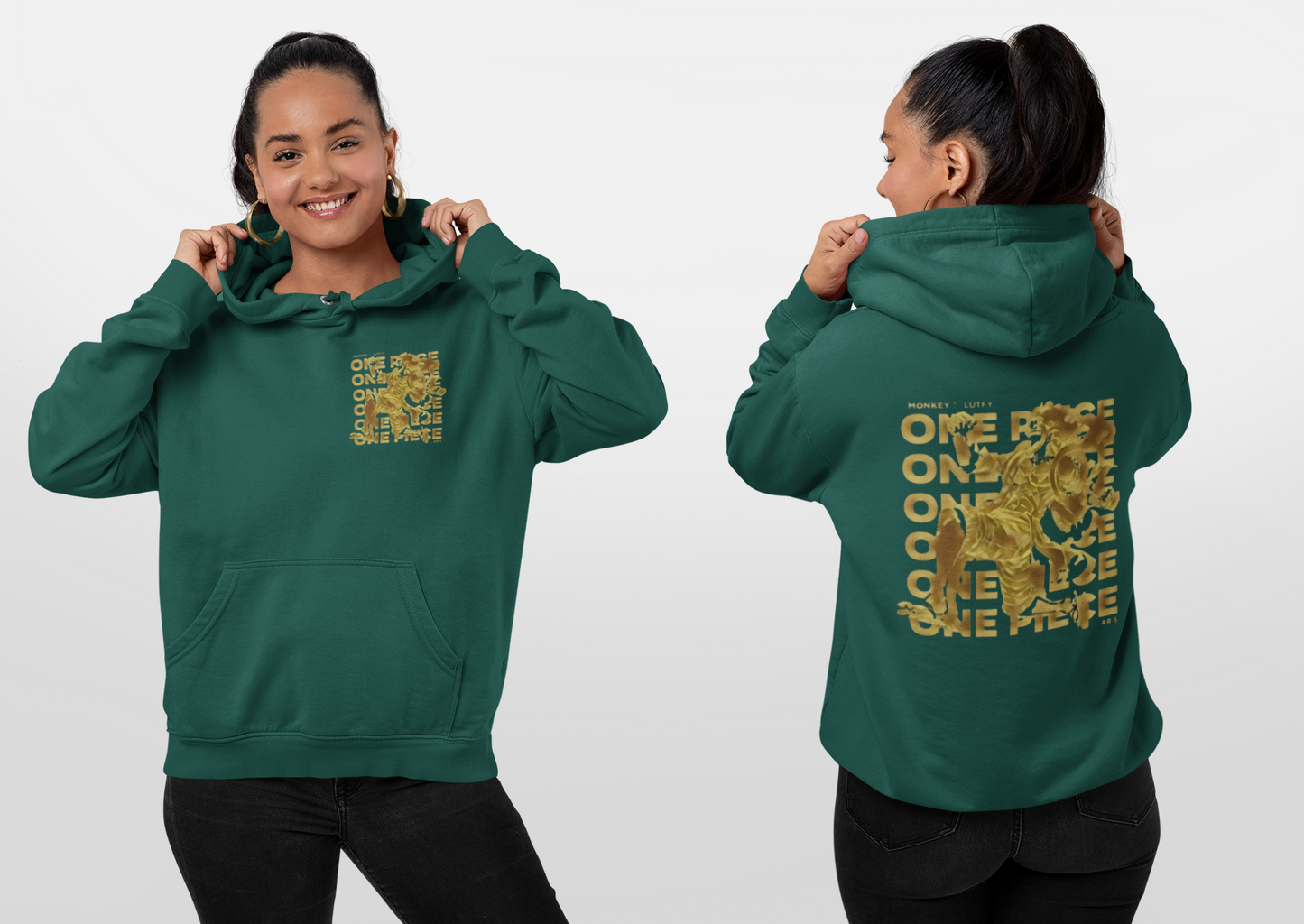 ONE PIECE Hooded Sweatshirt S Forest Green