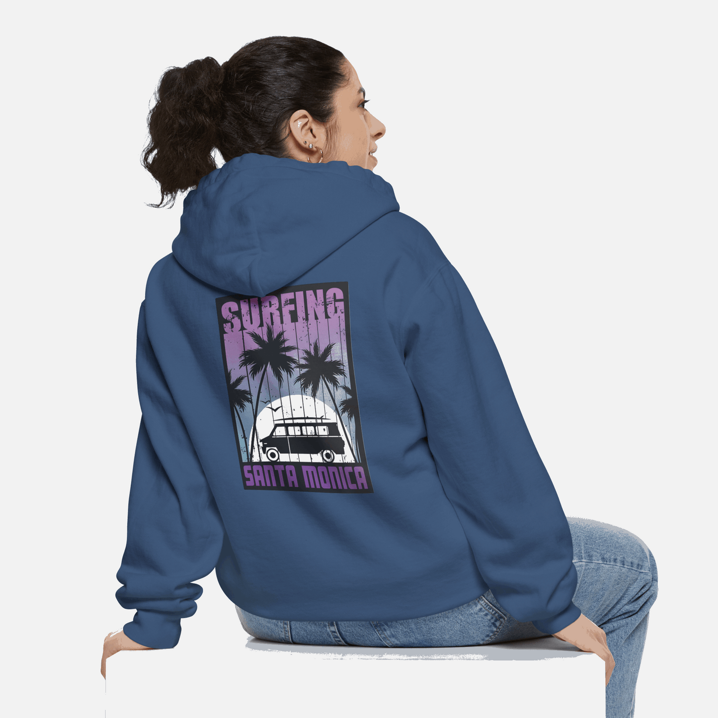 Santa Monica Surf Hoodie with Palm Tree Design