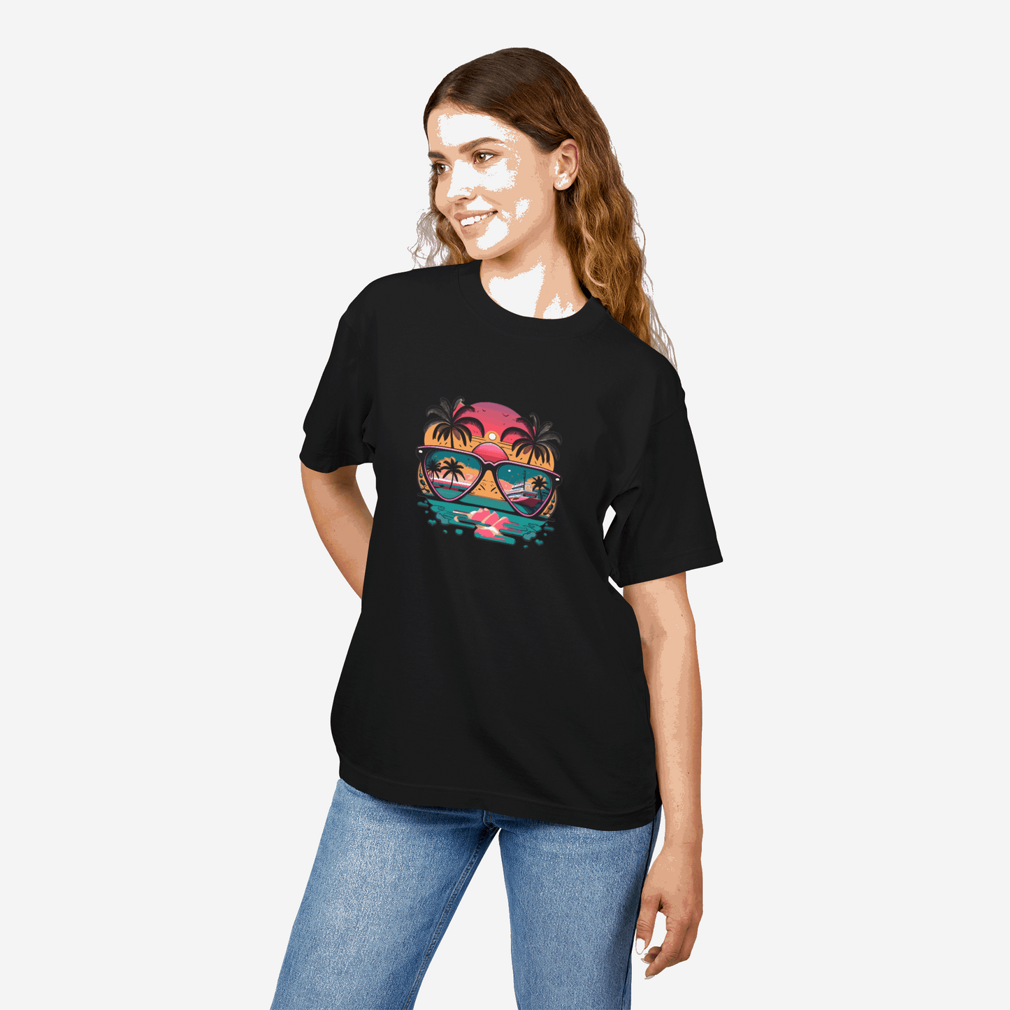 Tropical Sunset Oversized Boxy Tee