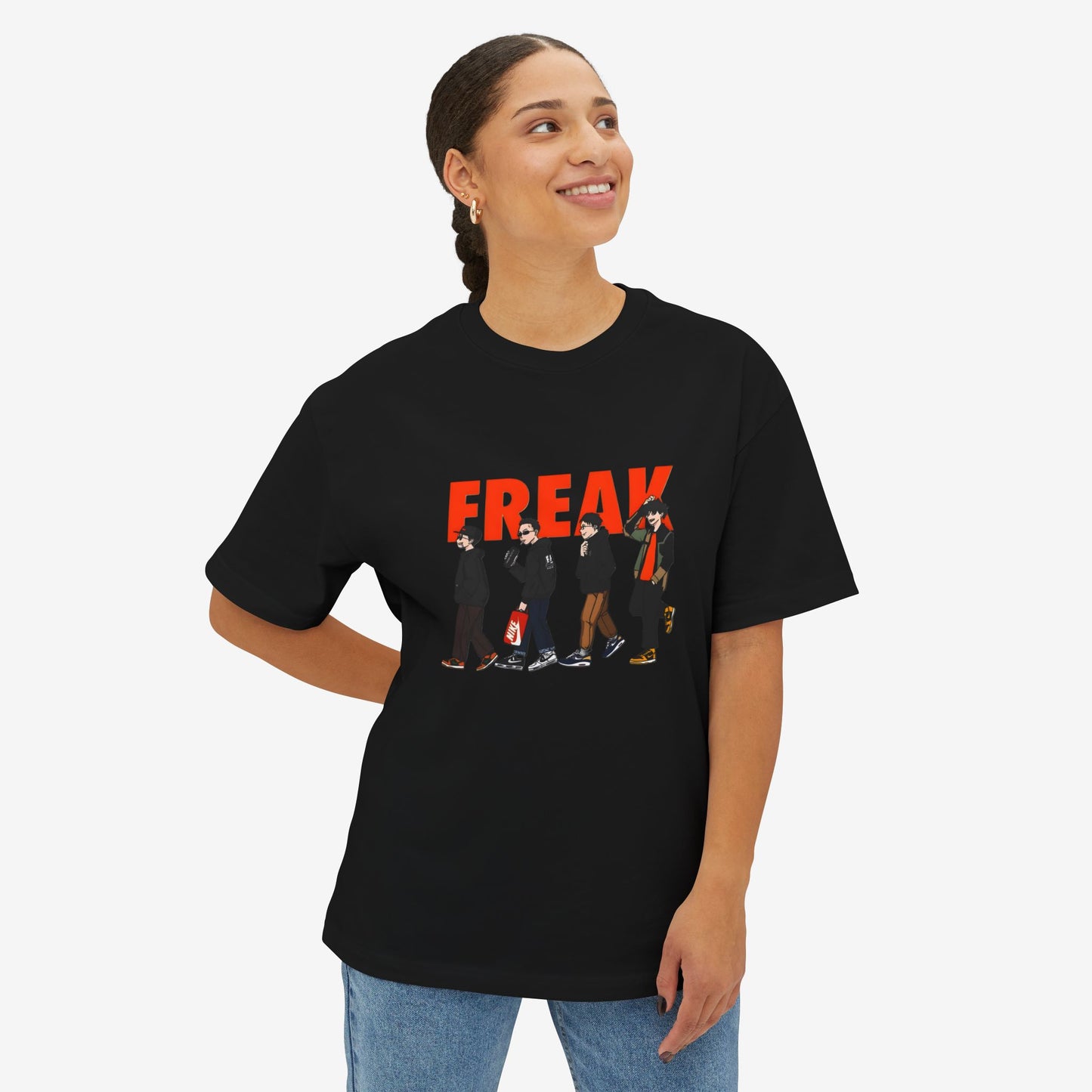 Freak Graphic Unisex Oversized Boxy Tee - Trendy Streetwear Style