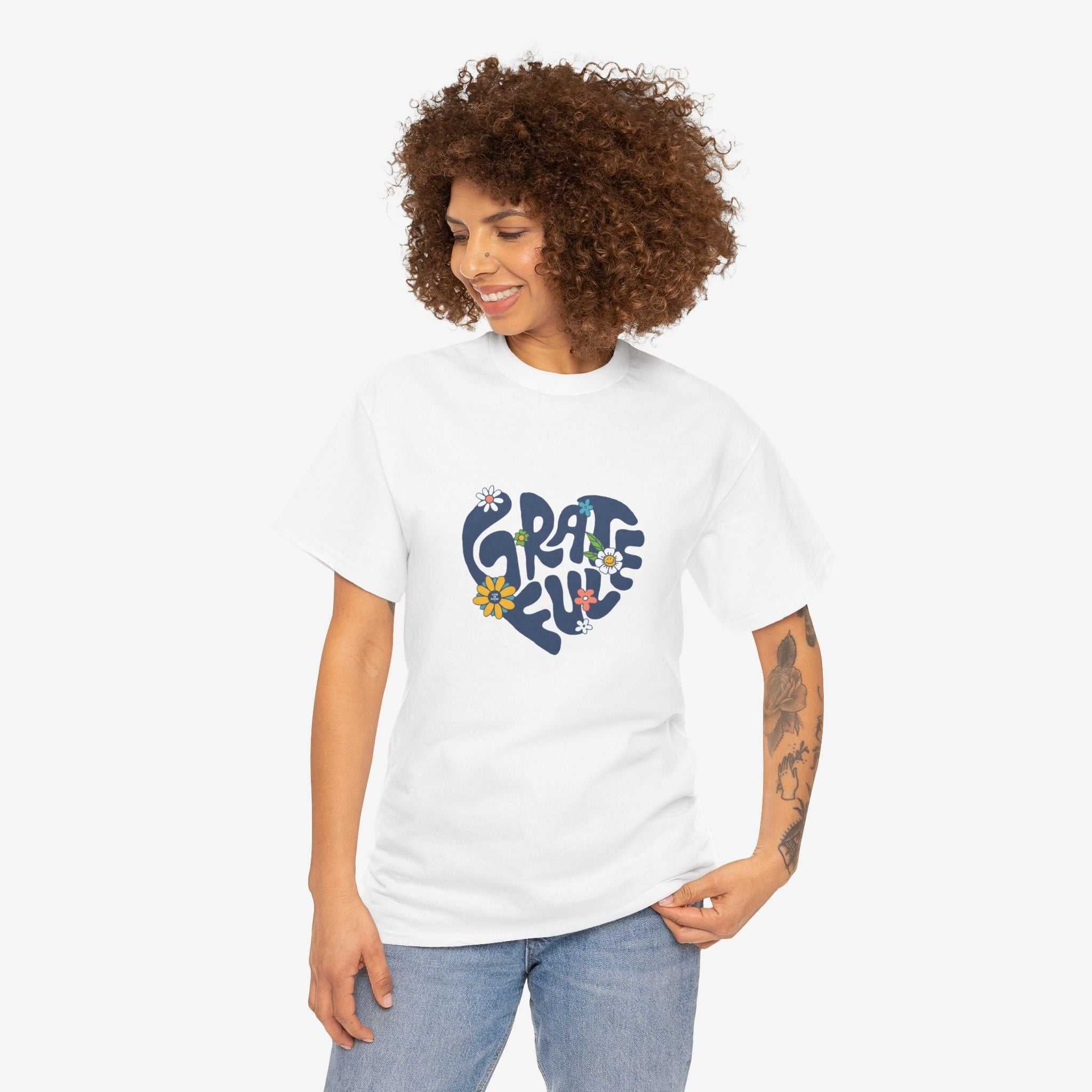 Grateful Heart Unisex Heavy Cotton Tee - Feel Good Apparel for Positivity Lovers