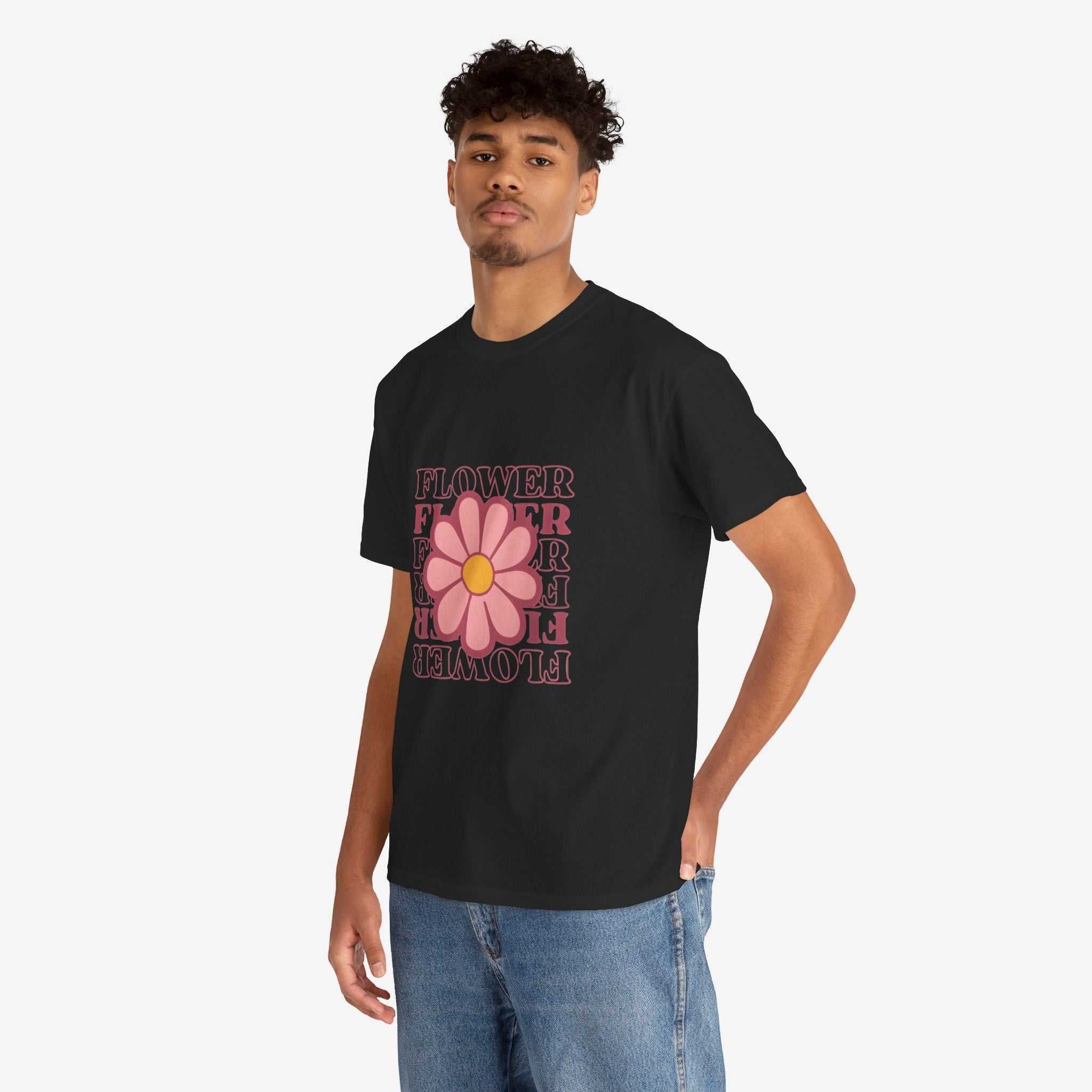 Retro Flower Unisex Heavy Cotton Tee for Nature Lovers