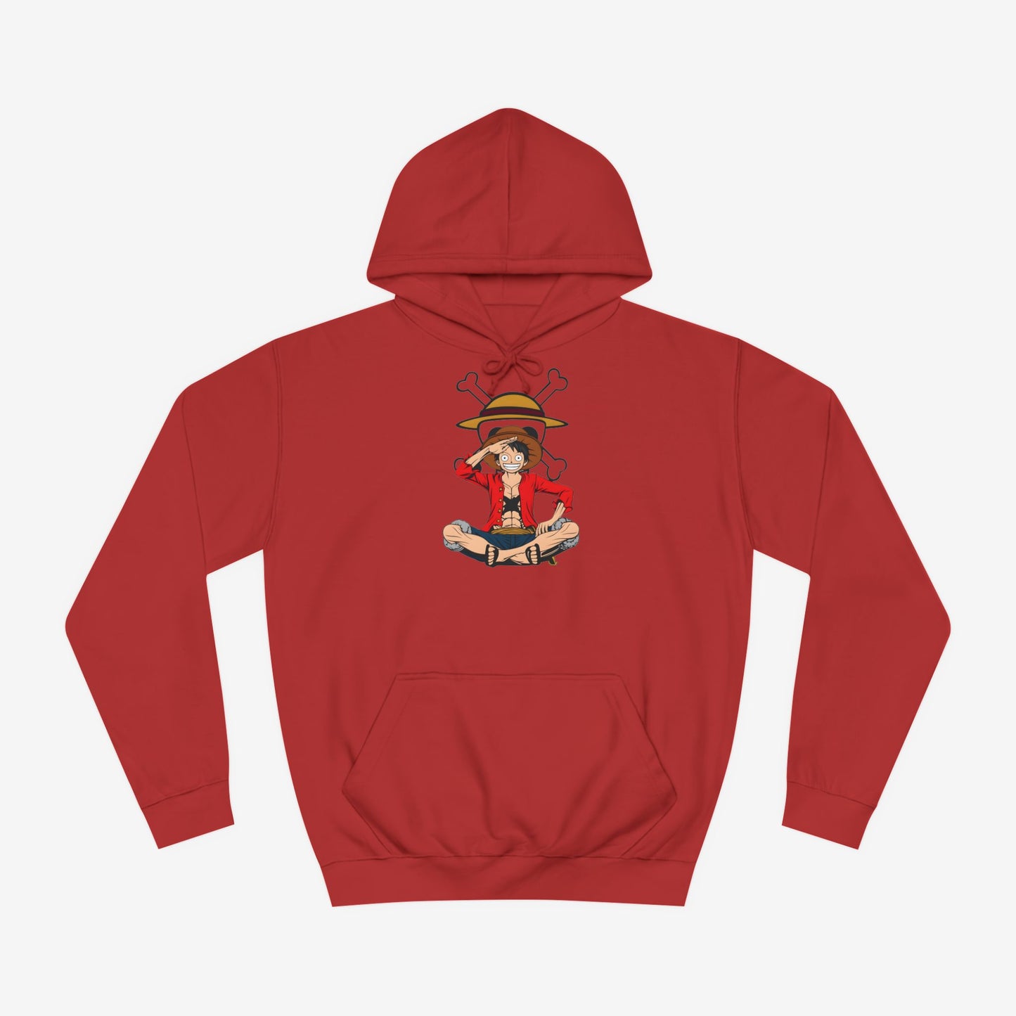 Luffy Custom Hoodie Fire Red XS