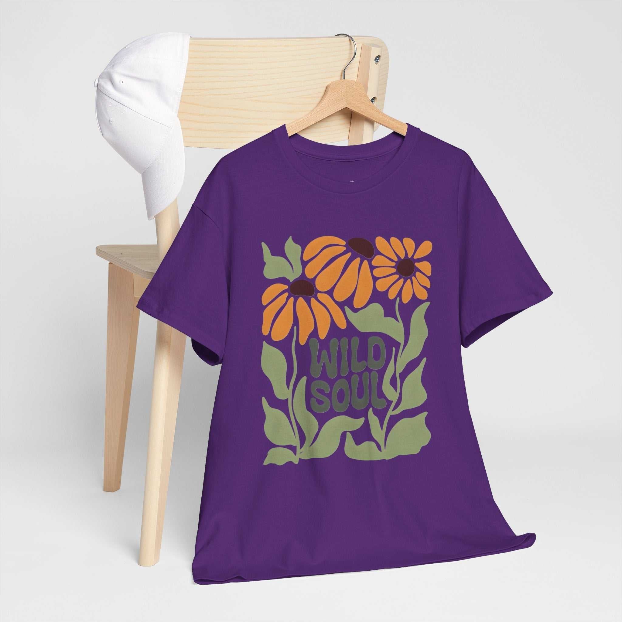 Wild Soul Unisex Heavy Cotton Tee - Nature Inspired Floral T-Shirt