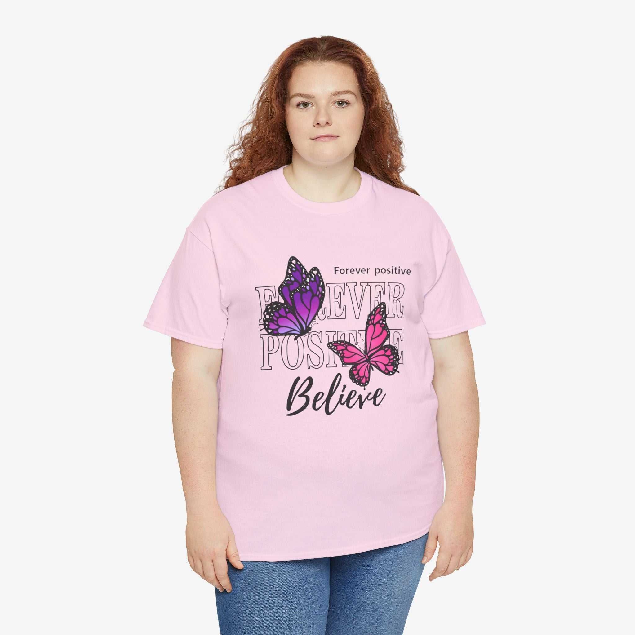 Positive Vibe Unisex Heavy Cotton Tee - Butterfly Design