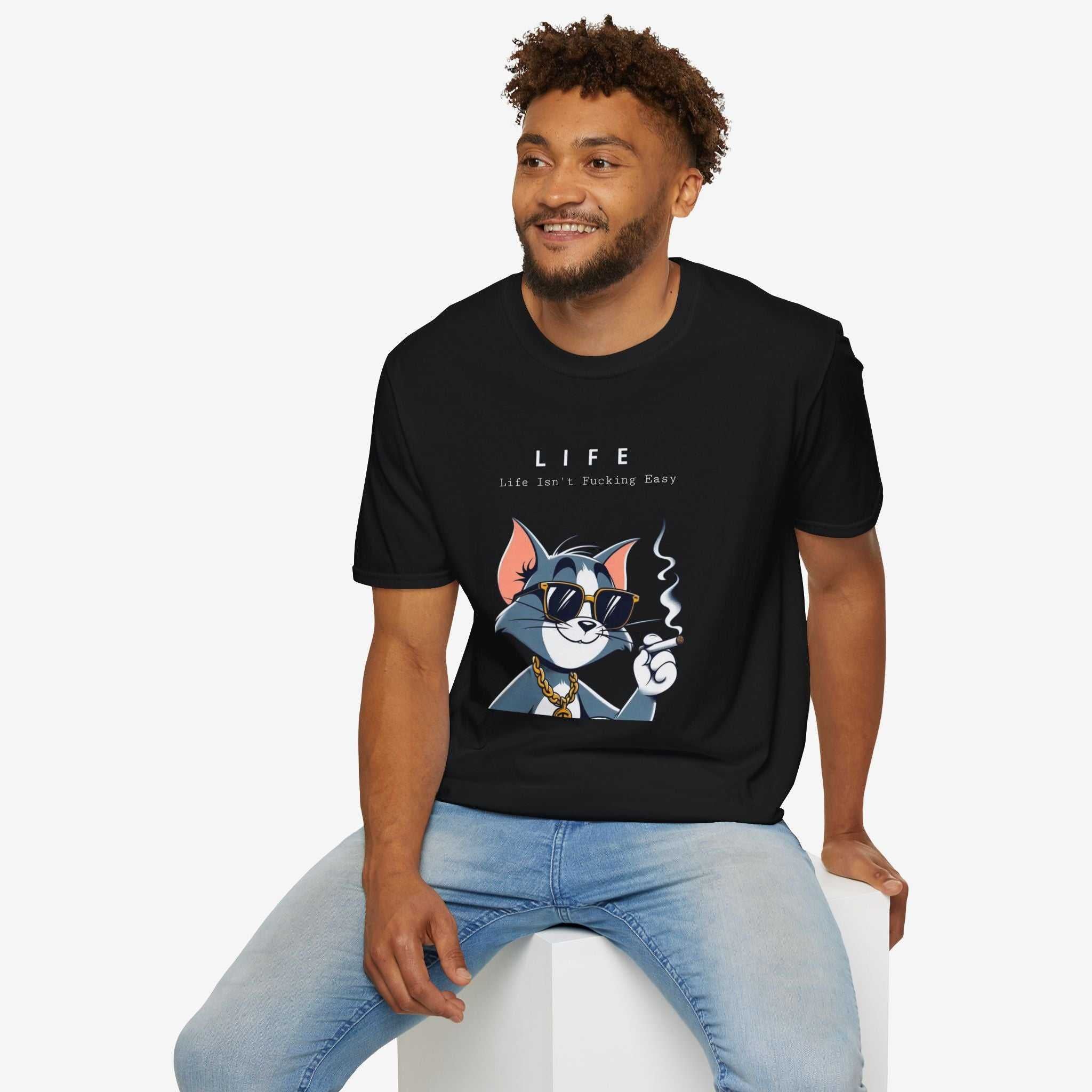 Life Isn't Easy Cat Unisex Softstyle T-Shirt
