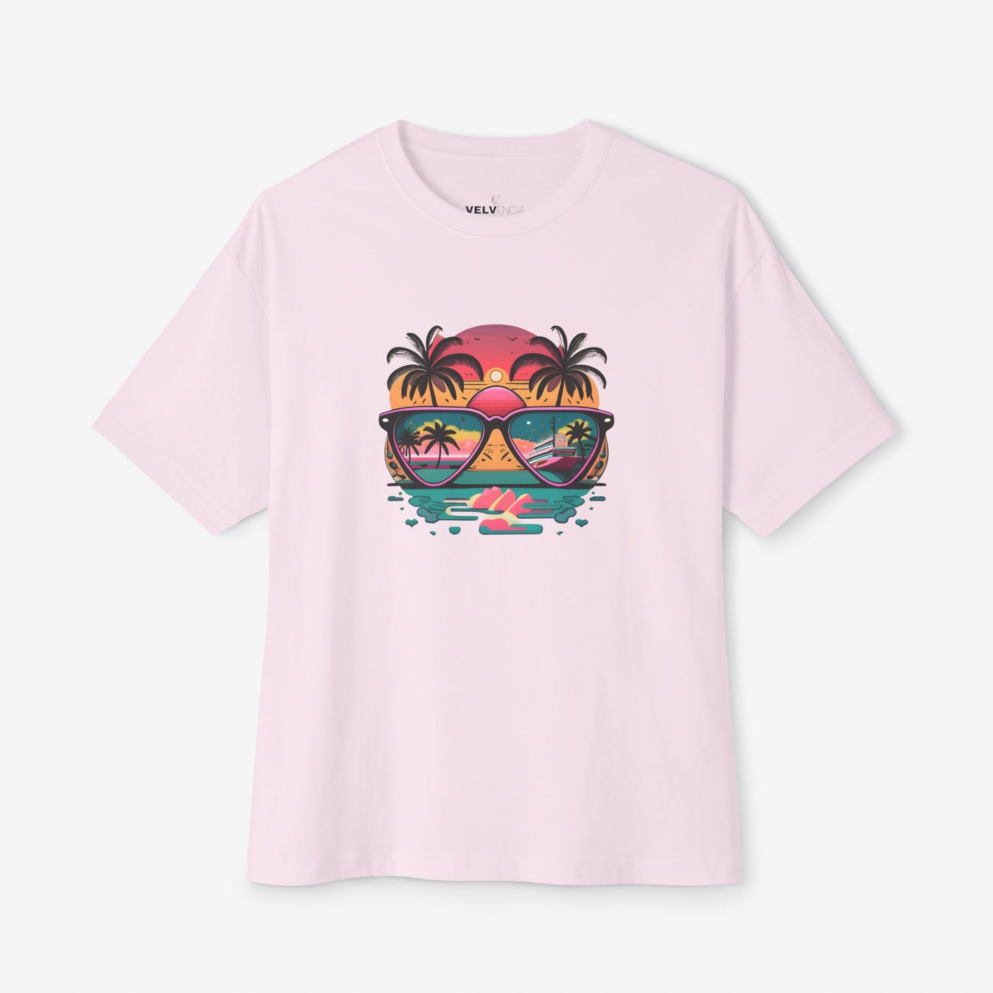 Tropical Sunset Oversized Boxy Tee