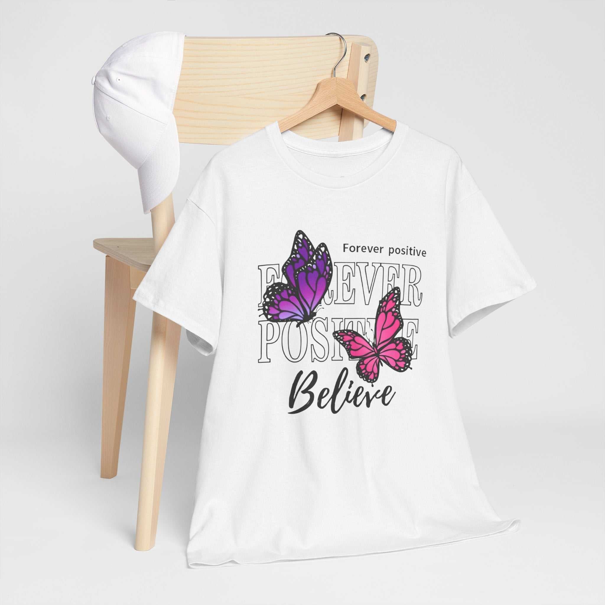 Positive Vibe Unisex Heavy Cotton Tee - Butterfly Design