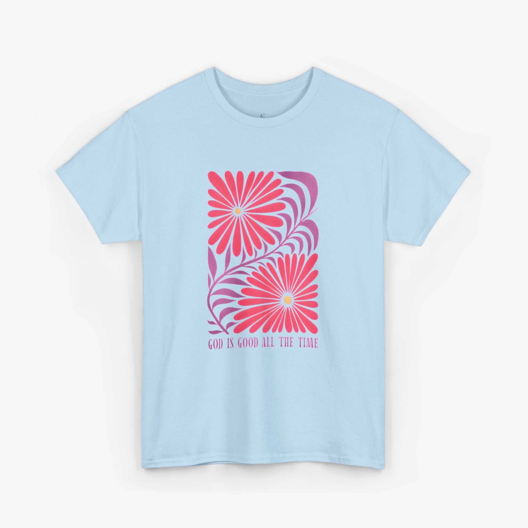 God is Good Heavy Cotton Tee - Inspirational Floral Design for Everyday Wear