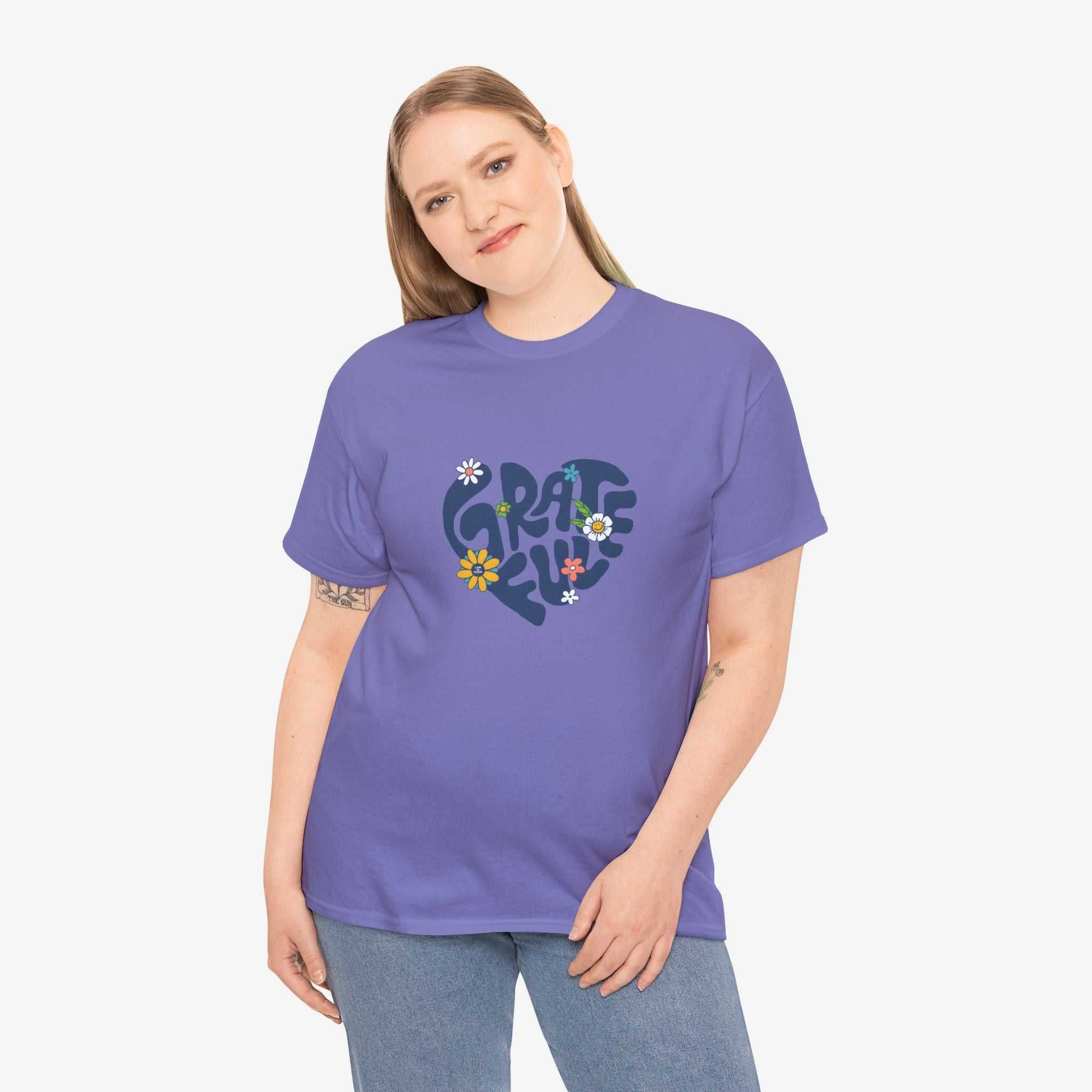 Grateful Heart Unisex Heavy Cotton Tee - Feel Good Apparel for Positivity Lovers