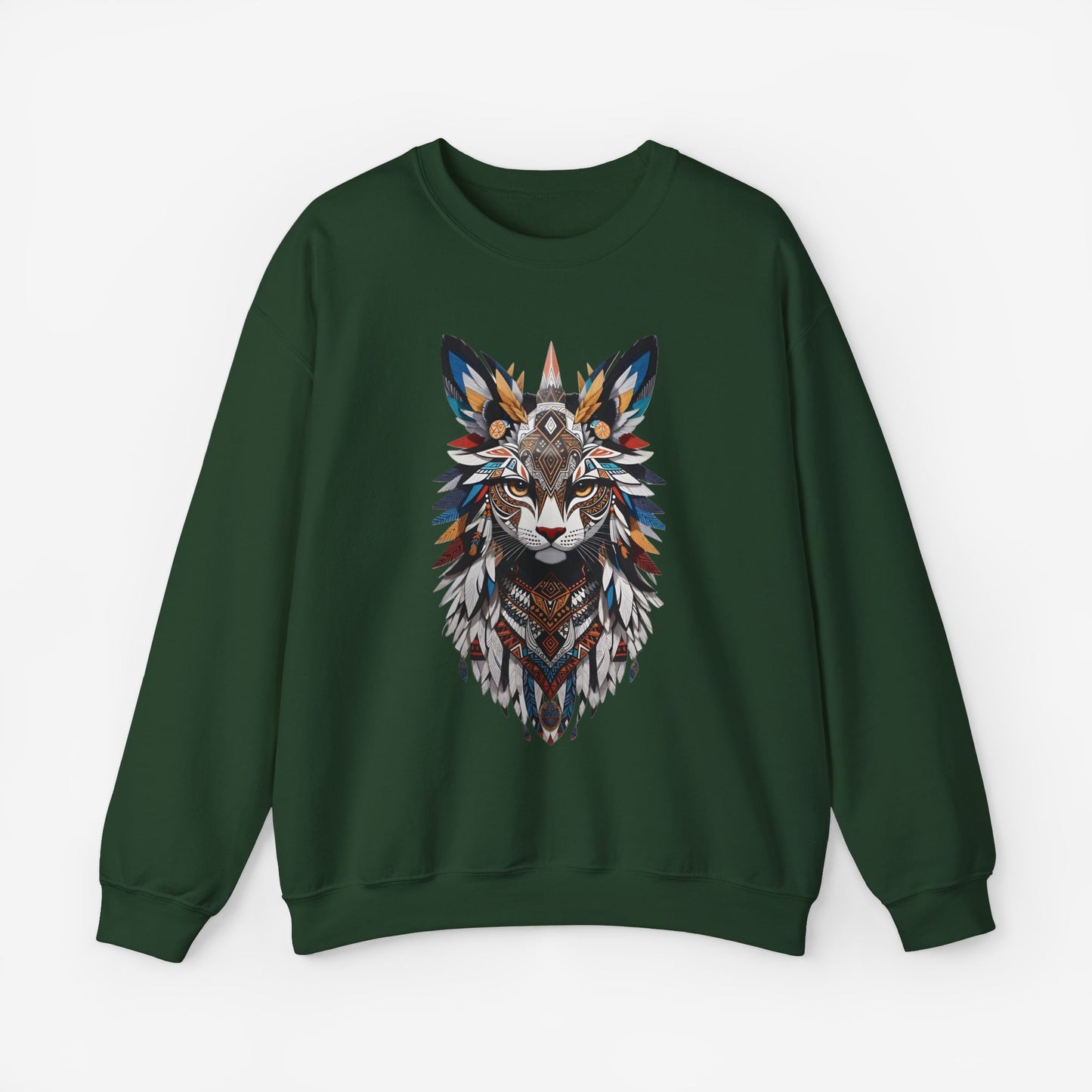 Cat Mandalas Sweatshirt Forest Green S