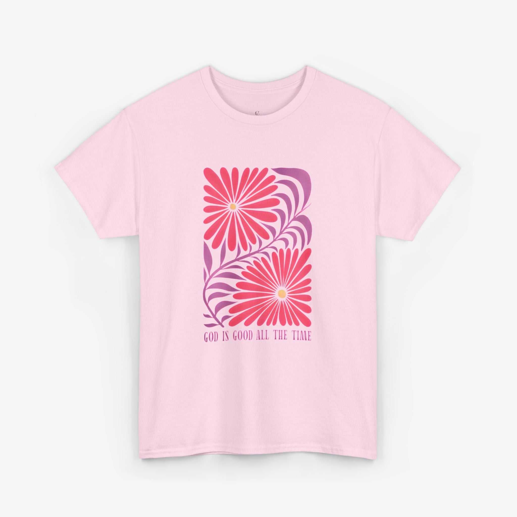 God is Good Heavy Cotton Tee - Inspirational Floral Design for Everyday Wear
