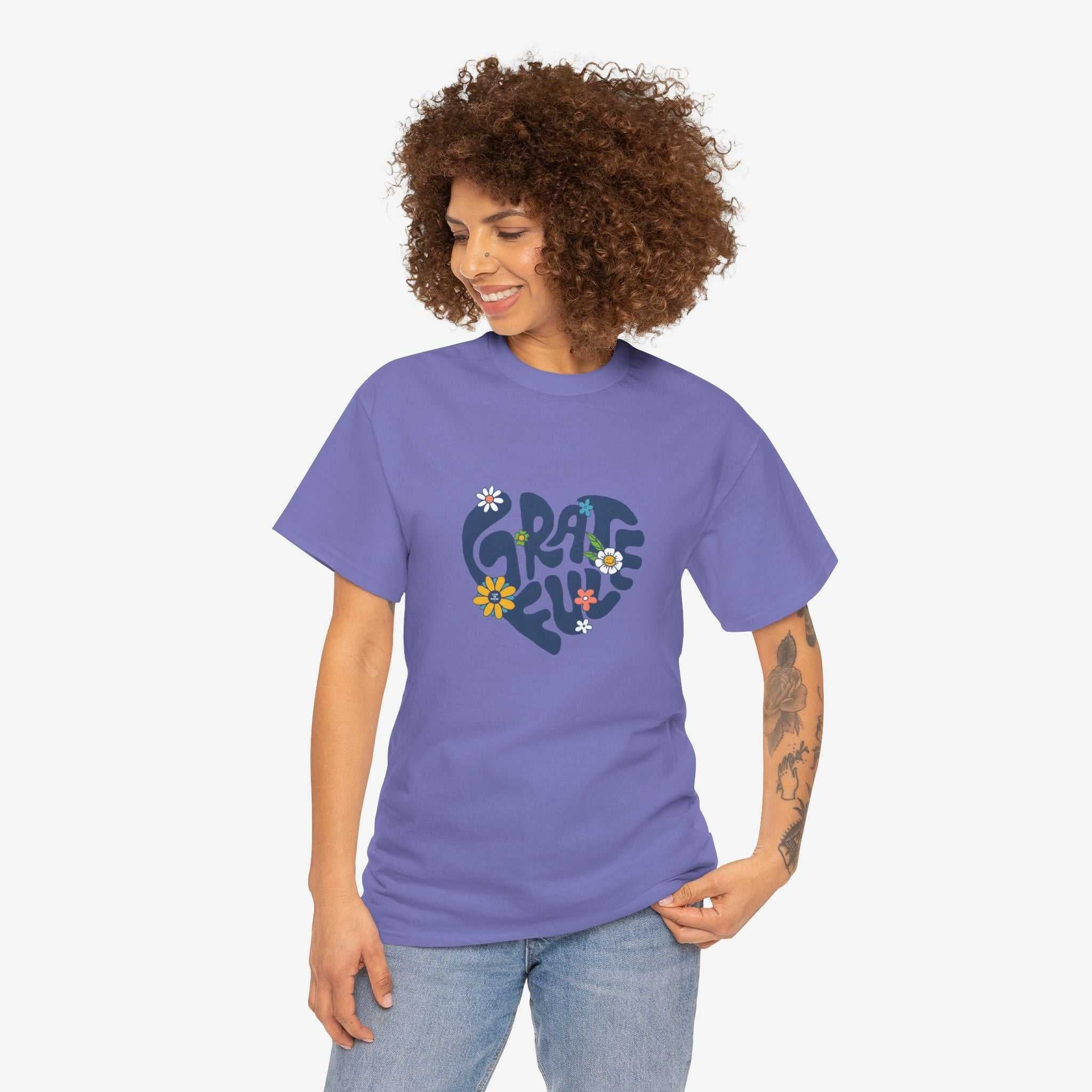 Grateful Heart Unisex Heavy Cotton Tee - Feel Good Apparel for Positivity Lovers