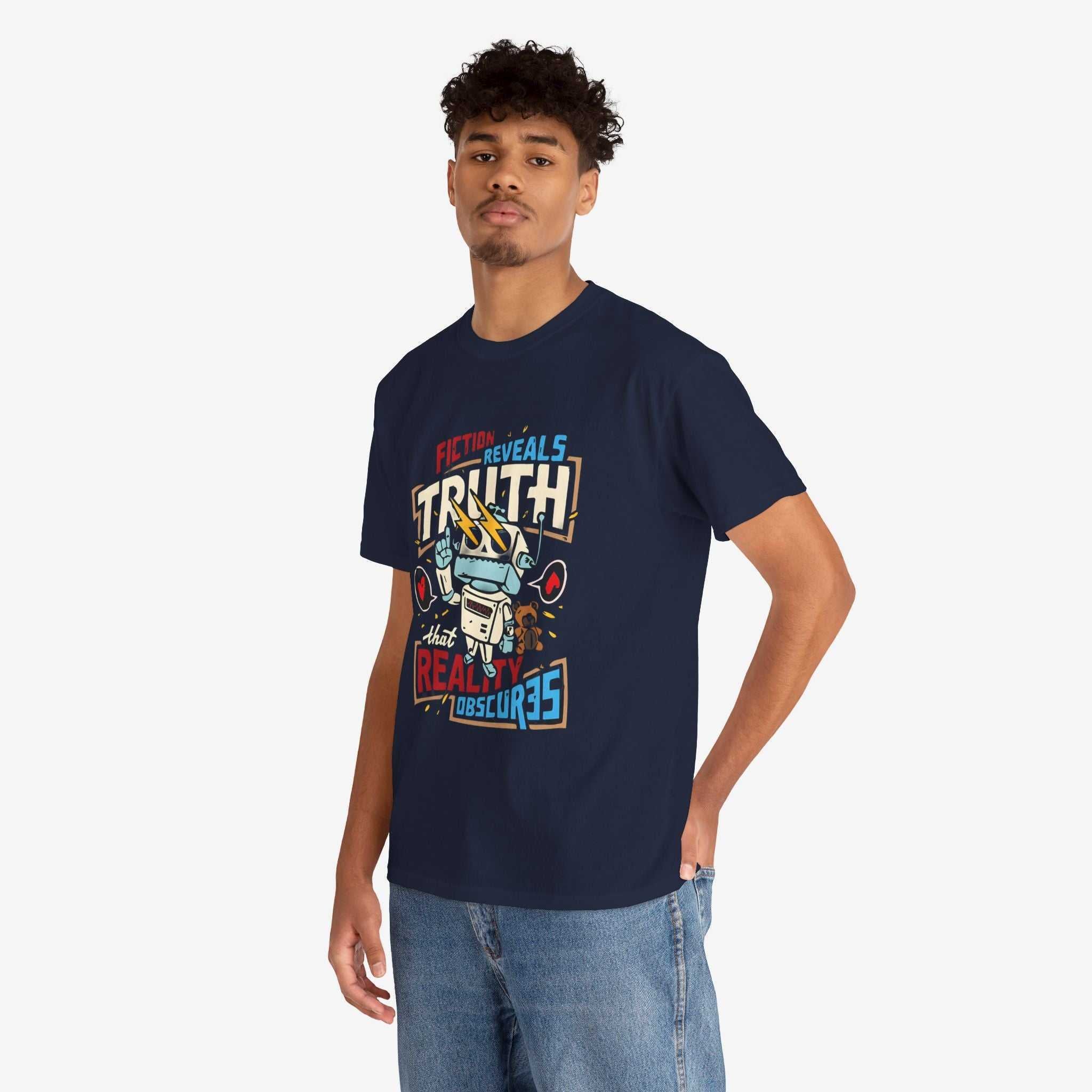 Unisex Heavy Cotton Tee - Fiction Reveals Truth Graphic Shirt