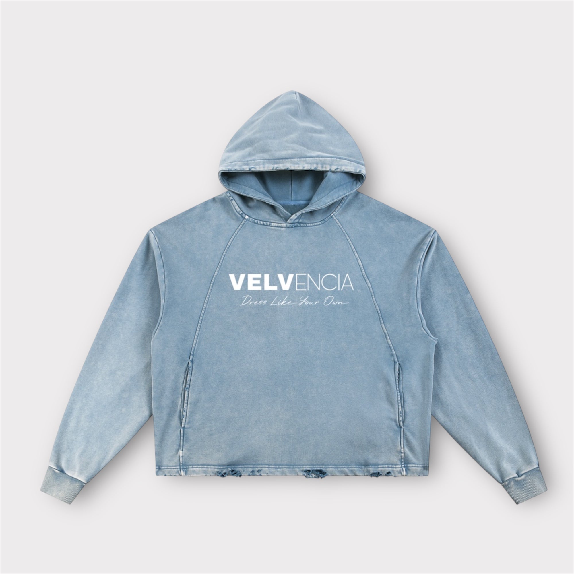 Vintage Washed Frayed-Hem Hoodie