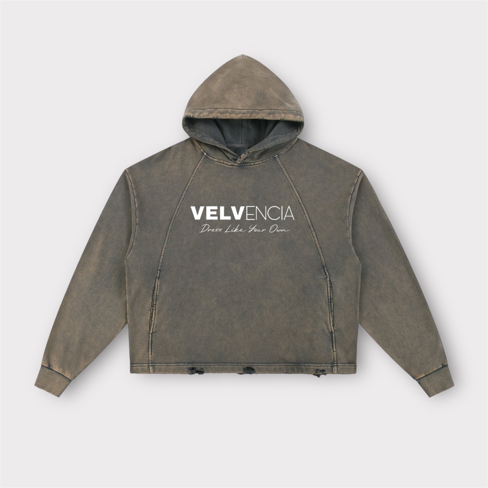 Vintage Washed Frayed-Hem Hoodie