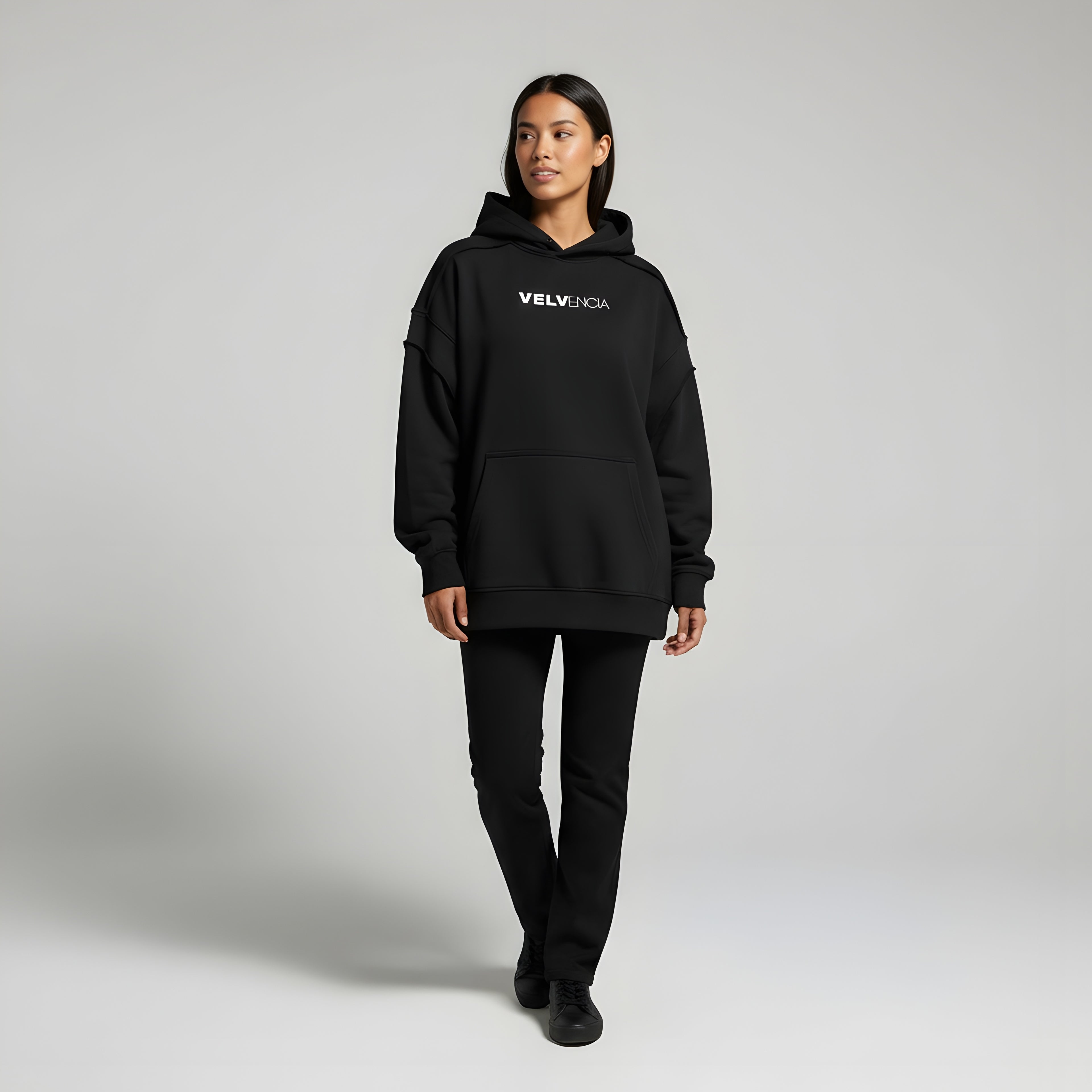 Contrast Tape Raw Edge Double Layered Hoodie