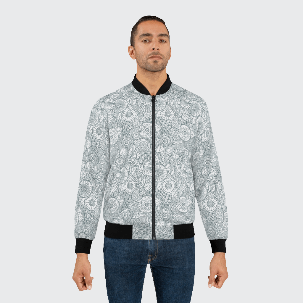 Men's Floral Pattern Bomber Jacket for Stylish Casual Wear