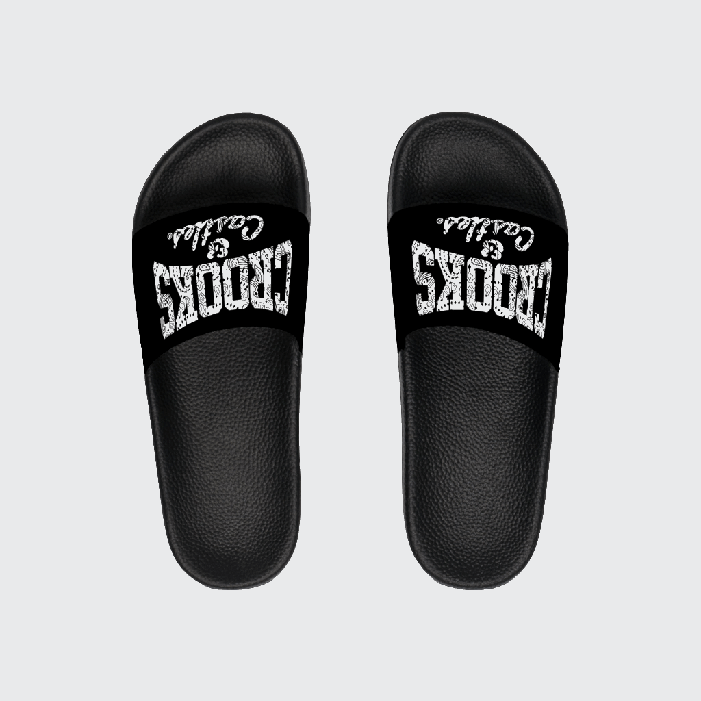 Casual Men's Slide Sandals - Comfortable Black Slides with Cool Graphic Design