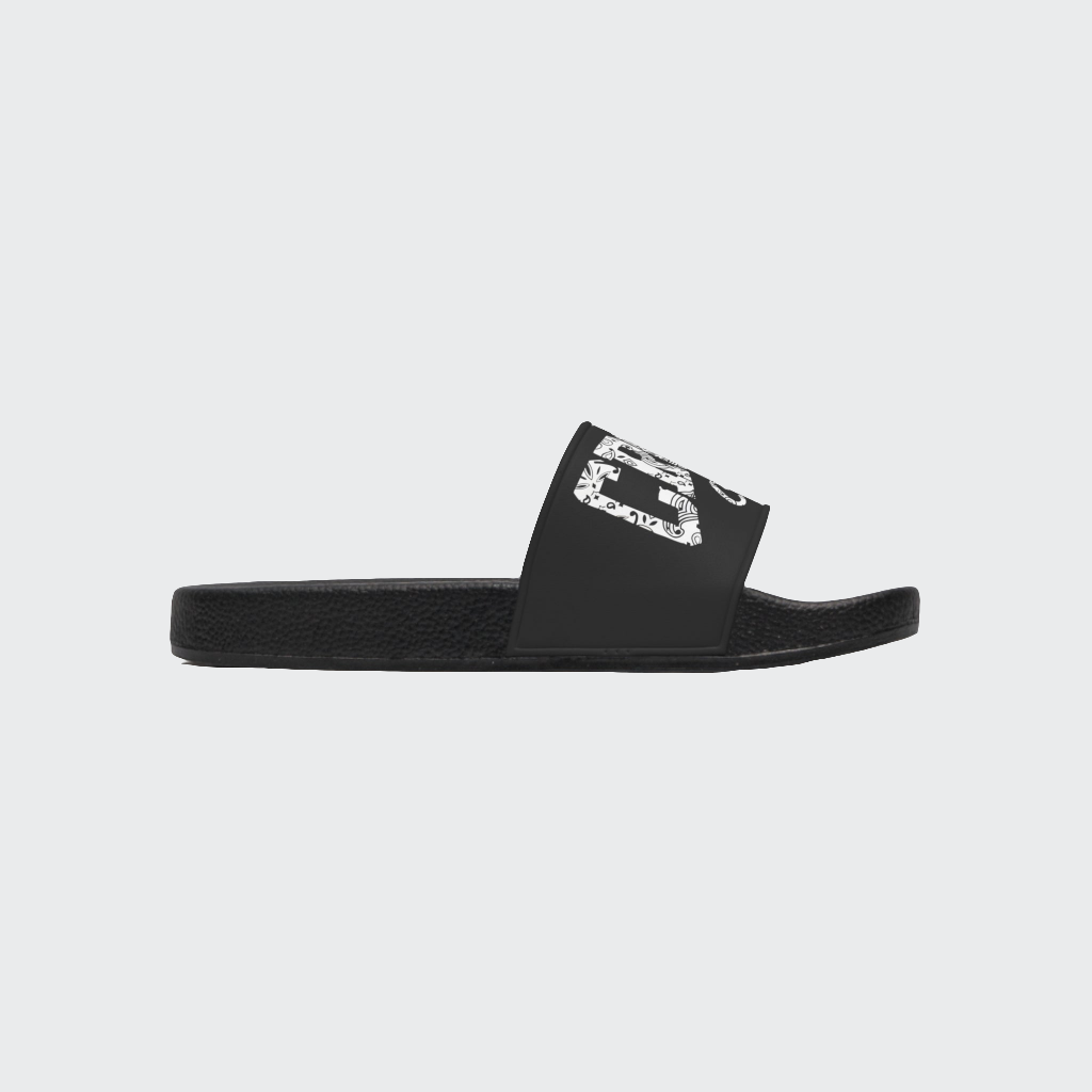 Casual Men's Slide Sandals - Comfortable Black Slides with Cool Graphic Design
