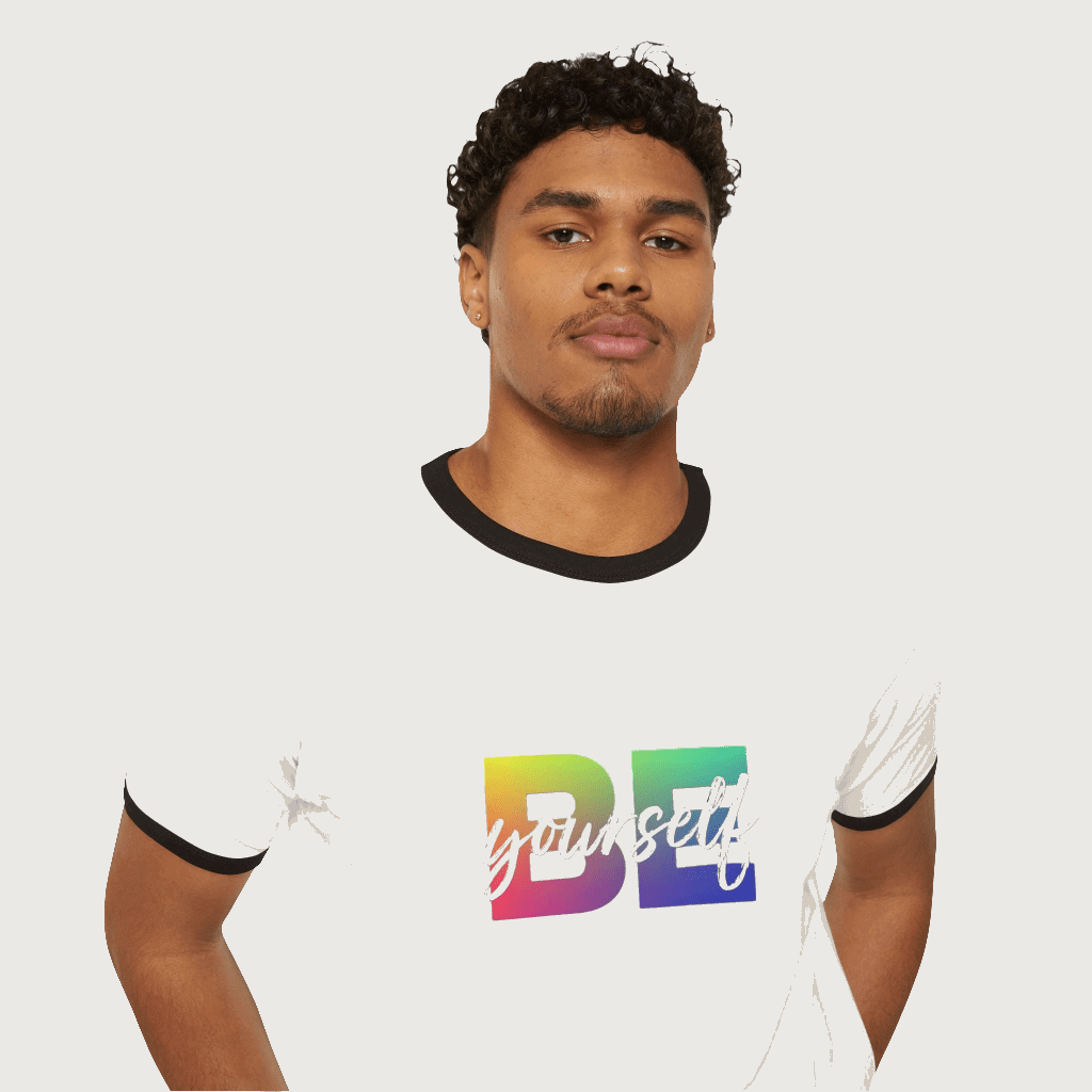 BE YOURSELF Ringer T-Shirt CottonCrew neckDTG