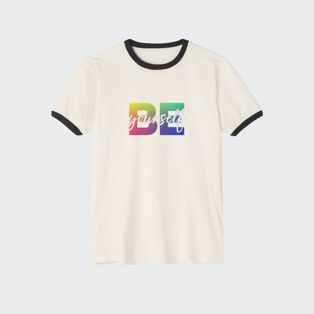 BE YOURSELF Ringer T-Shirt CottonCrew neckDTG