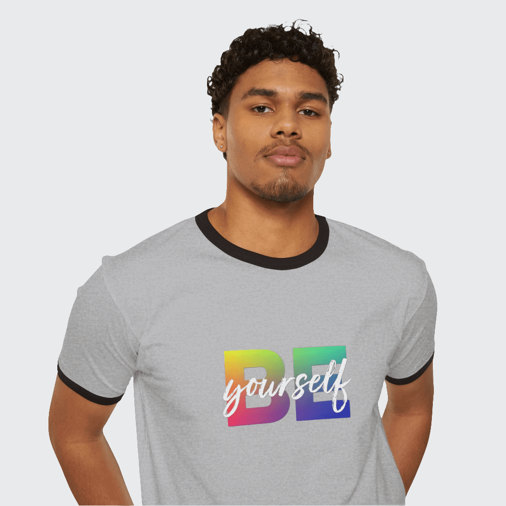 BE YOURSELF Ringer T-Shirt CottonCrew neckDTG