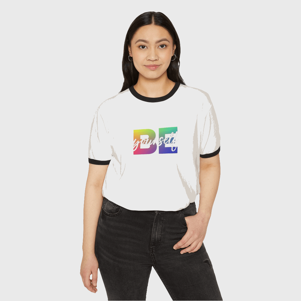 BE YOURSELF Ringer T-Shirt CottonCrew neckDTG