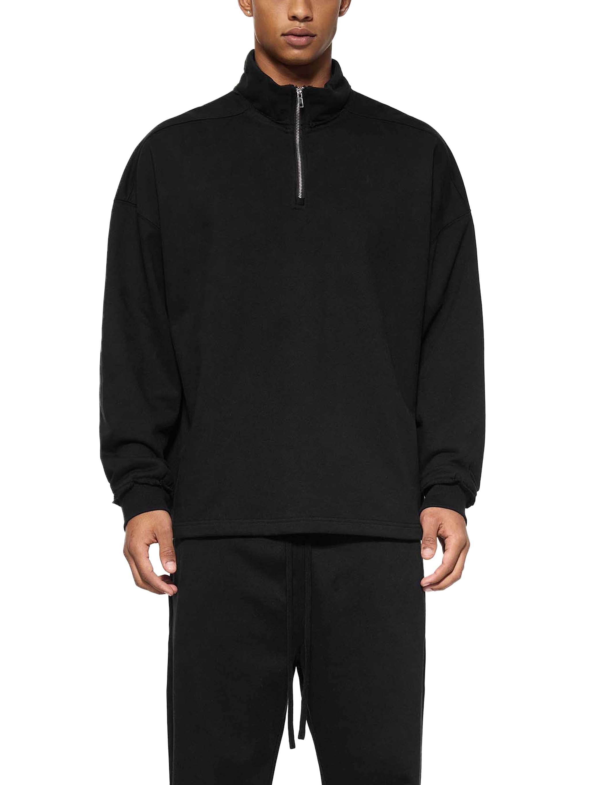 Half-Zip Rolled Edge Fleece Sweatshirt