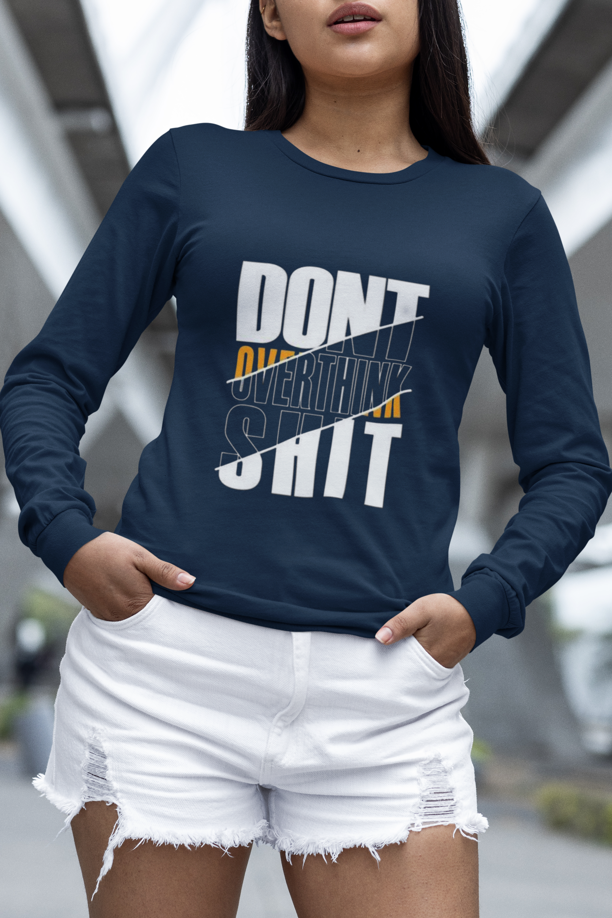 Don't Quit Long Sleeve T Shirt S Navy