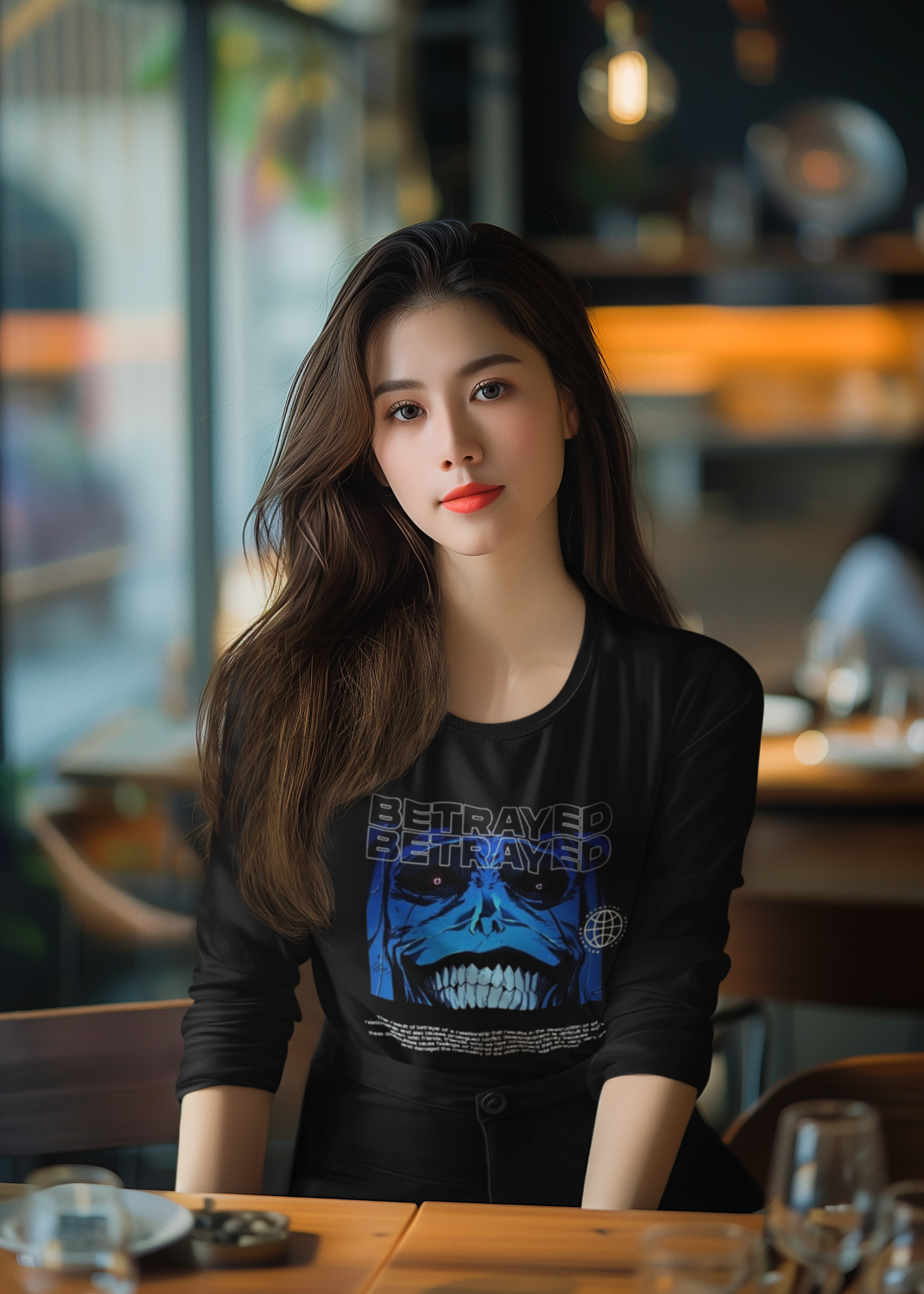 BETRAYED Cotton Long Sleeve Tee S Black