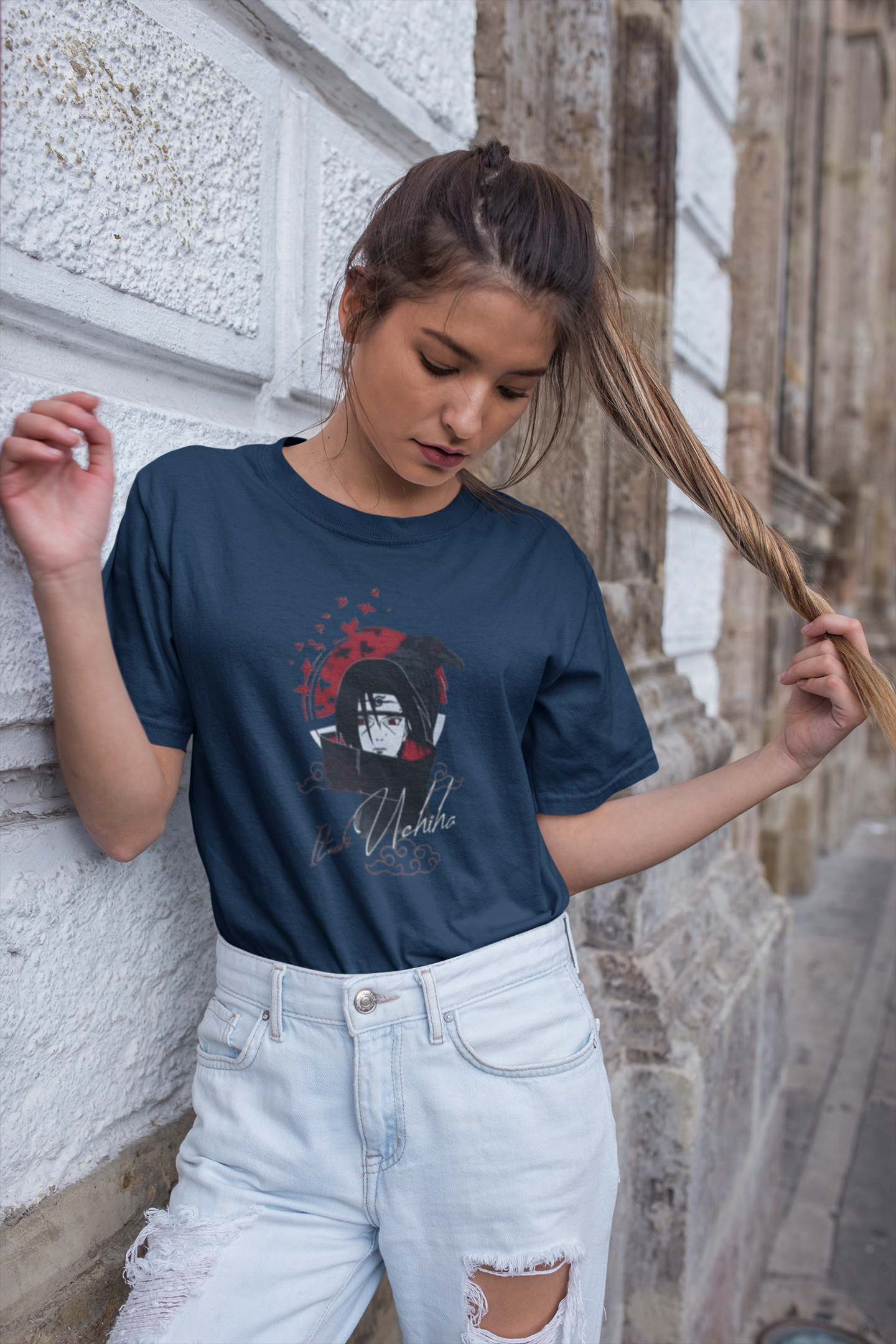 Anime Oversized Custom Tee Shirt Navy XS