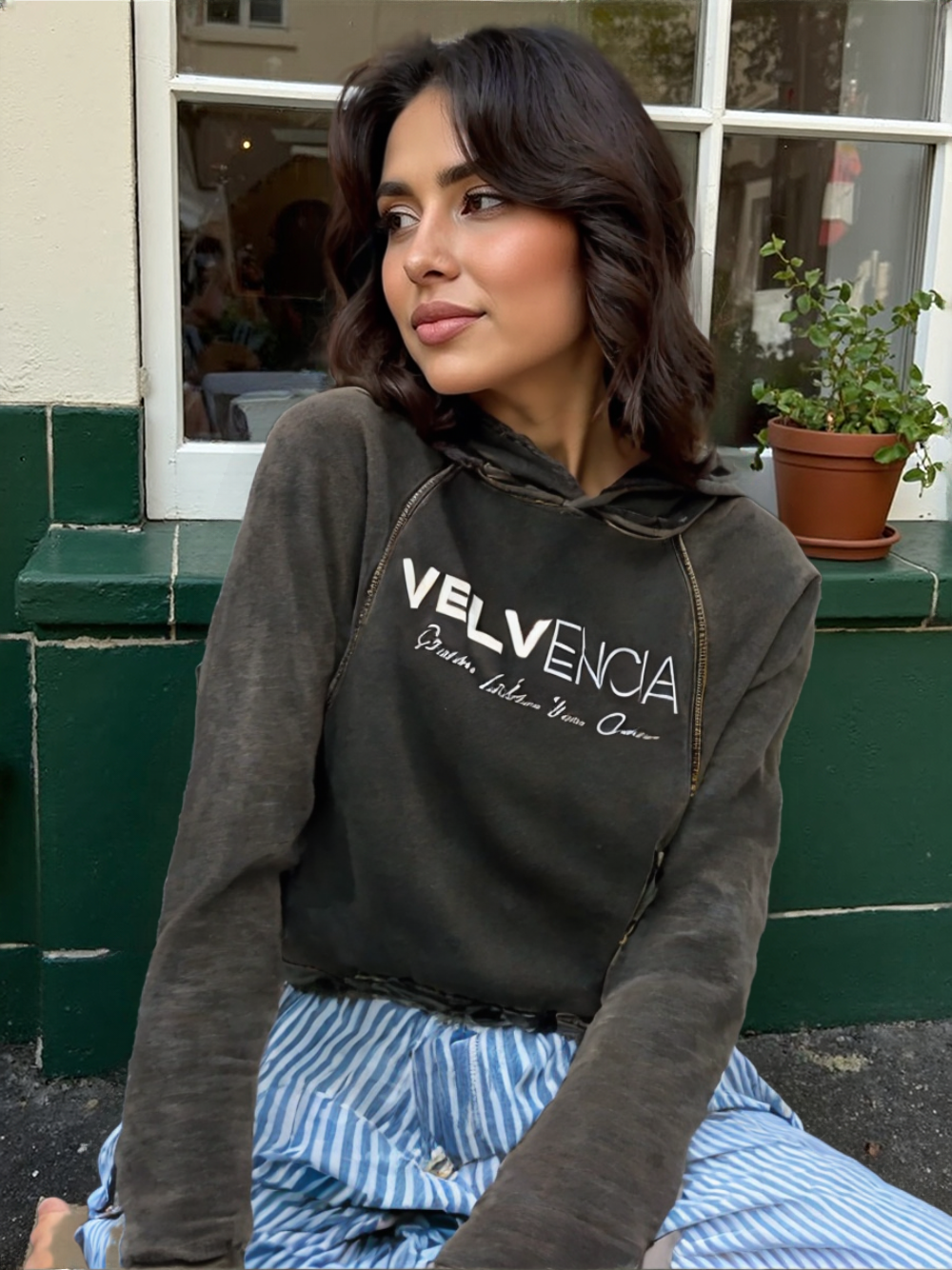 Vintage Washed Frayed-Hem Hoodie