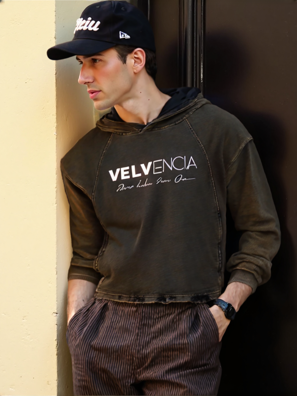 Vintage Washed Frayed-Hem Hoodie